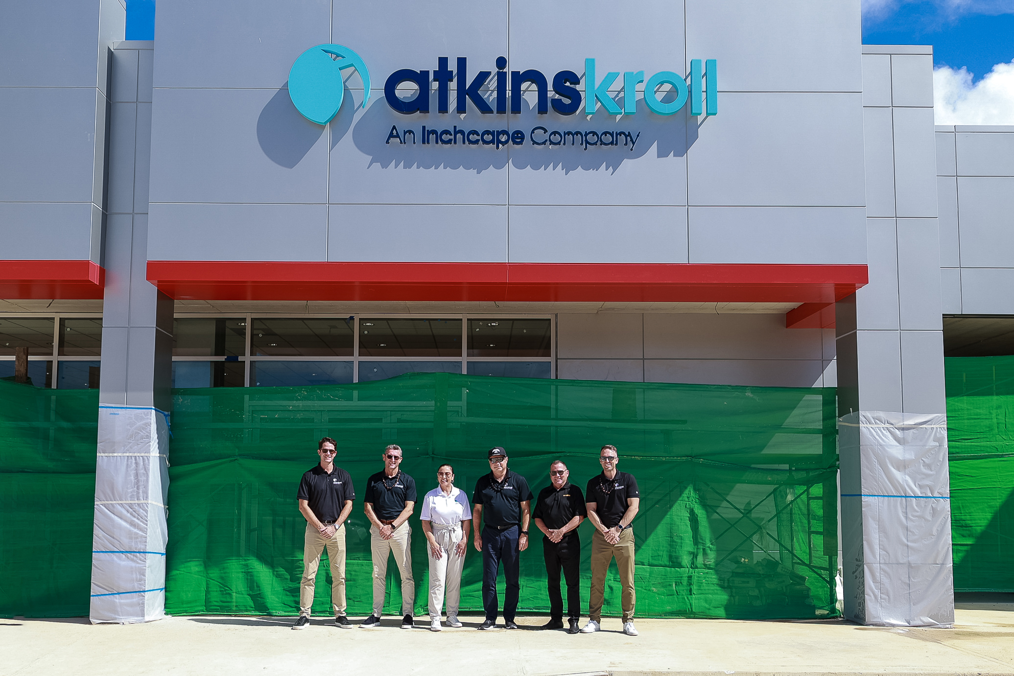 From left, Clark Boswell, vice president and general manager, Atkins Kroll Guam & Saipan; Duncan Tait, Group Chief Executive, Inchcape PLC.; Tracy Guerrero, general manager, Atkins Kroll Saipan; Ruslan Kinebas, CEO APAC, Inchcape PLC; Joel Lesh, vice president and general manager, Morrico Equipment; and Alex Hammett, managing director, South Asia & Pacific, Inchcape PLC.