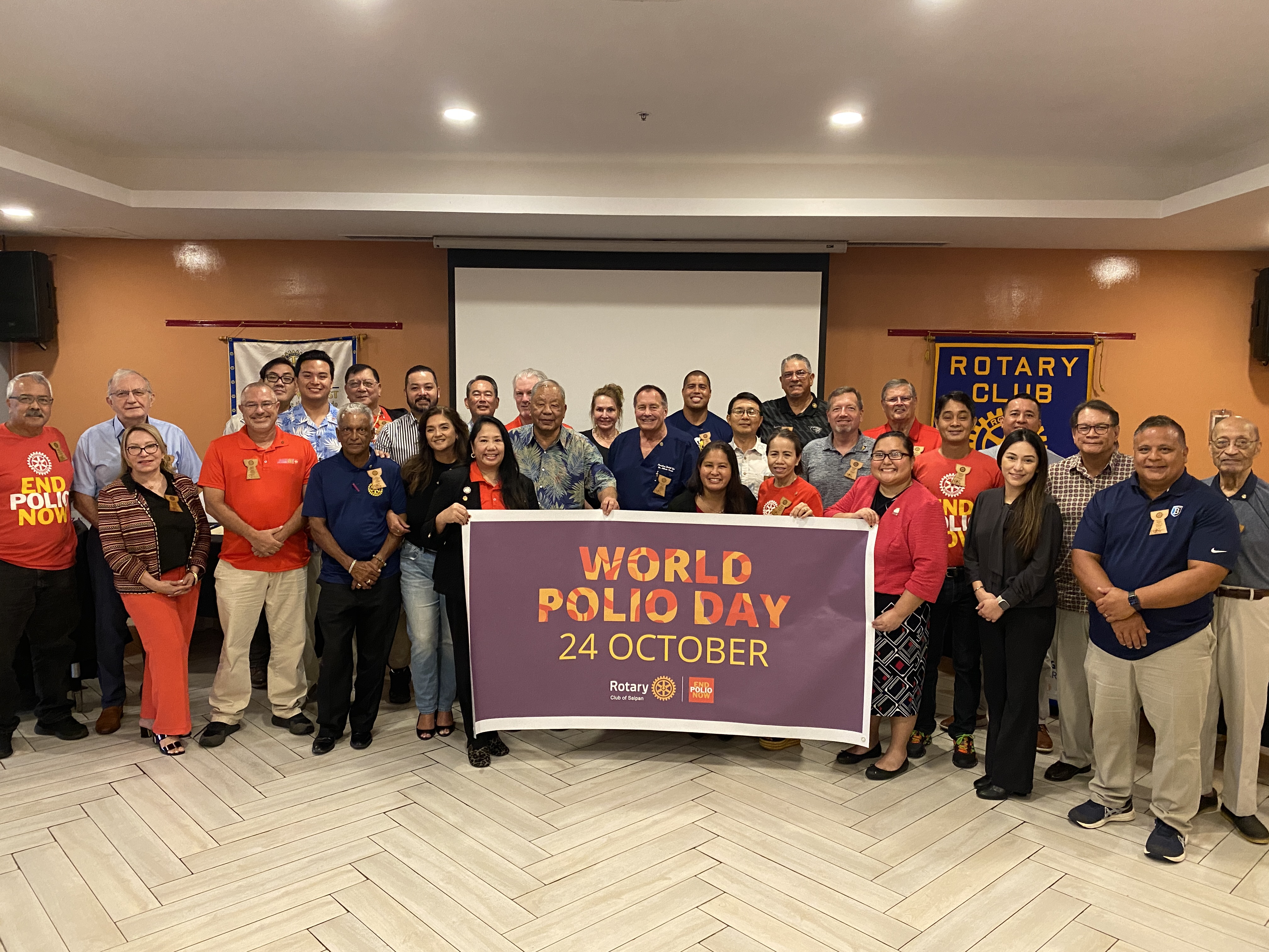 Lt. Gov. David M. Apatang and Rotarians pose for a photo at the Crowne Plaza Resort Saipan.