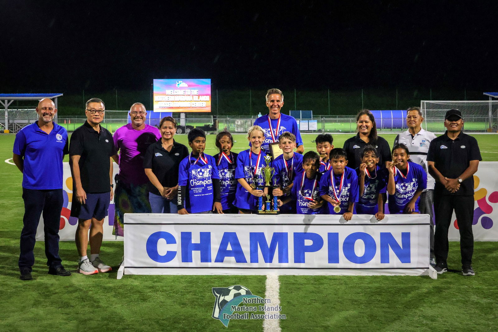 GES 1 wins the co-ed elementary school division title of the PSS-NMIFA Interscholastic Soccer League SY24-25 at the NMI Soccer Training Center on Thursday.