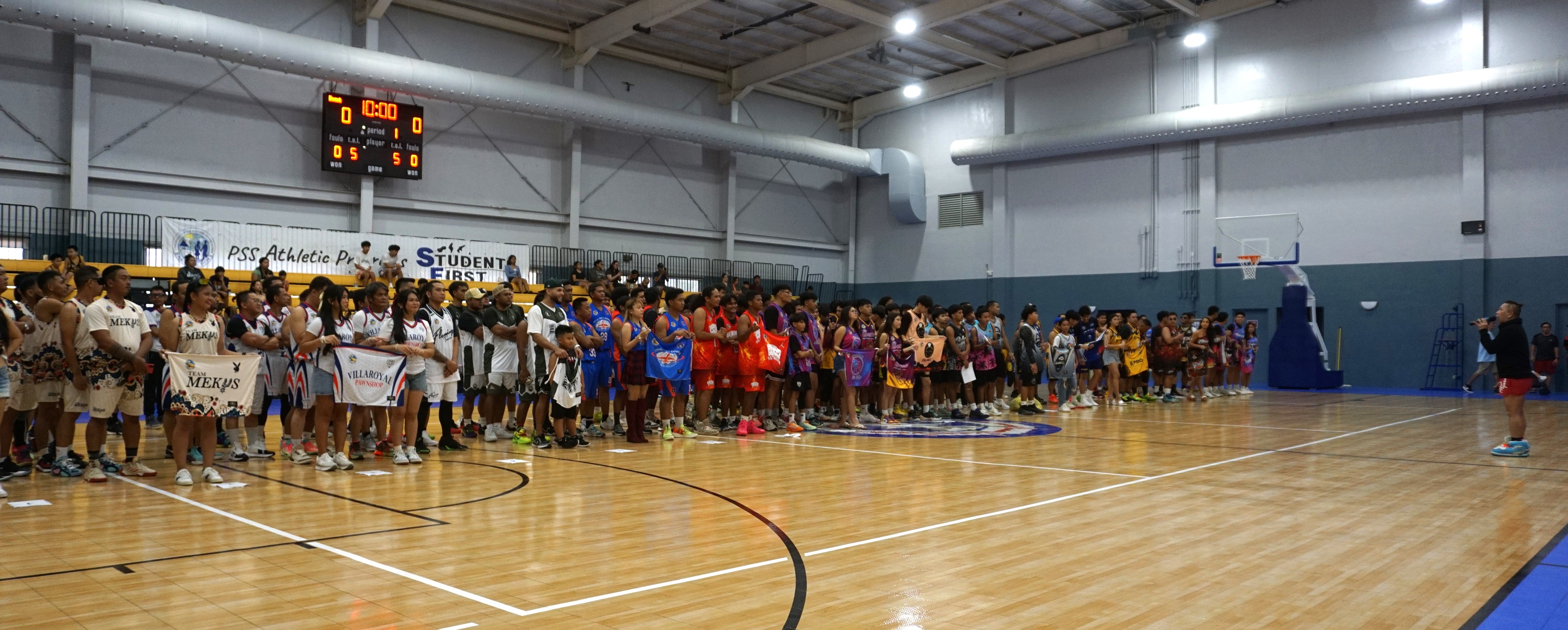 The participating teams gather for the opening ceremony. 