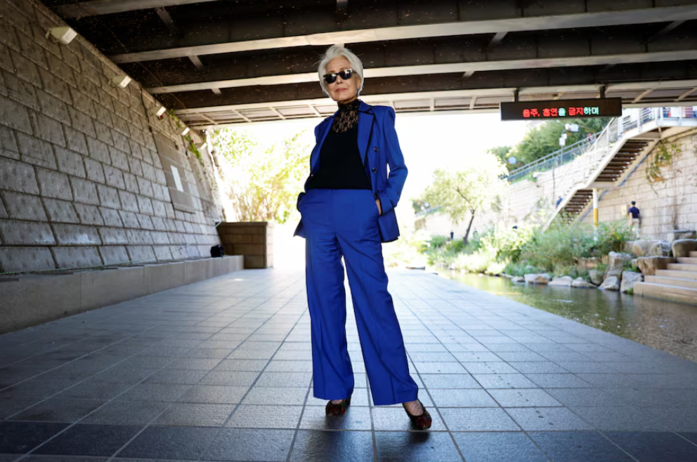 Choi Soon-hwa, an 81-year-old senior model who won the best dressed award at Miss Universe Korea as the oldest contestant, poses for a photograph in Seoul, South Korea on Oct. 4, 2024.