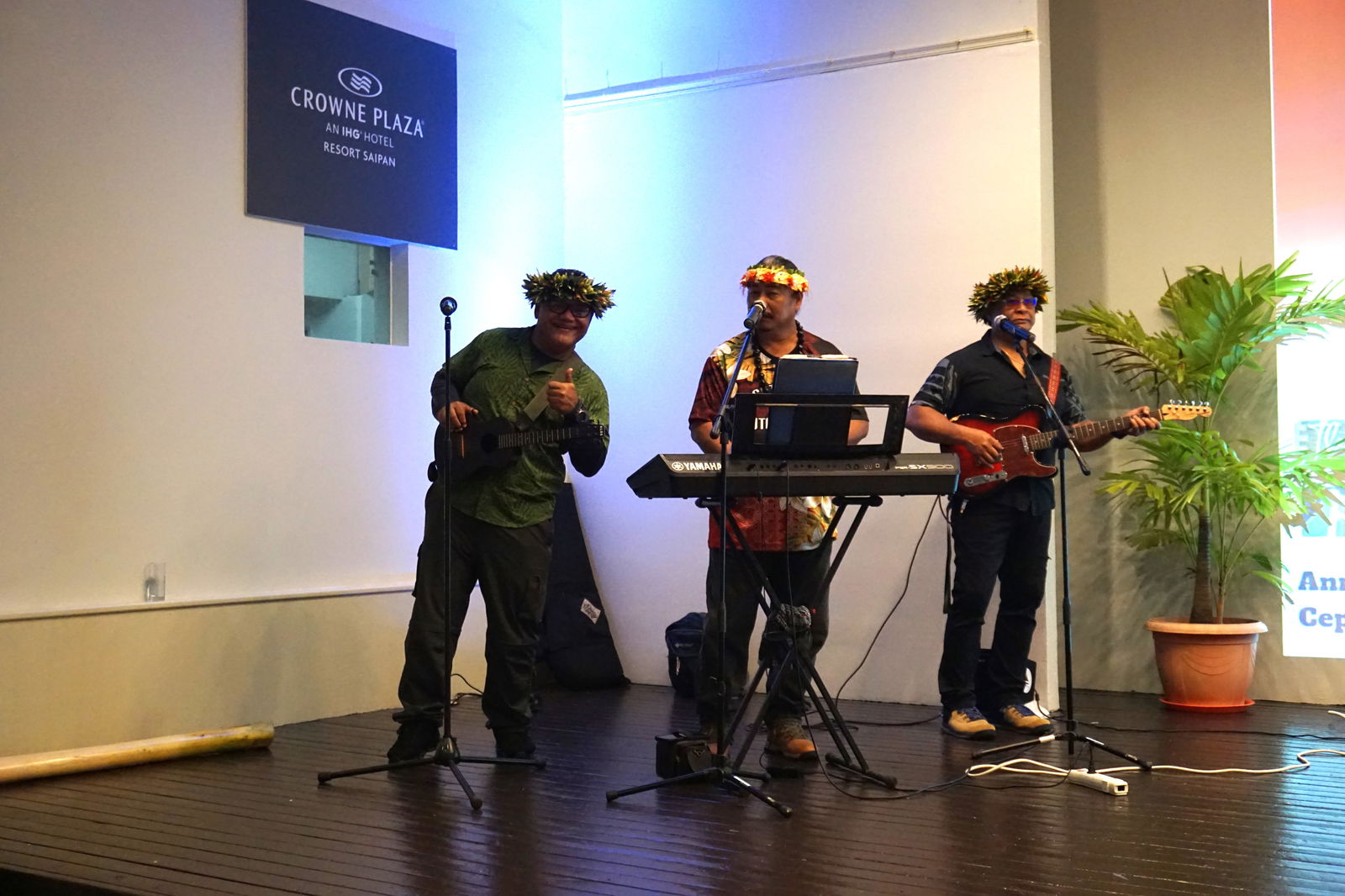 The Sons of the Navigators perform at the 500 Sails fundraising gala. From left, Gus Kaipat, Nolas Kaliga and Gus Litulumar.