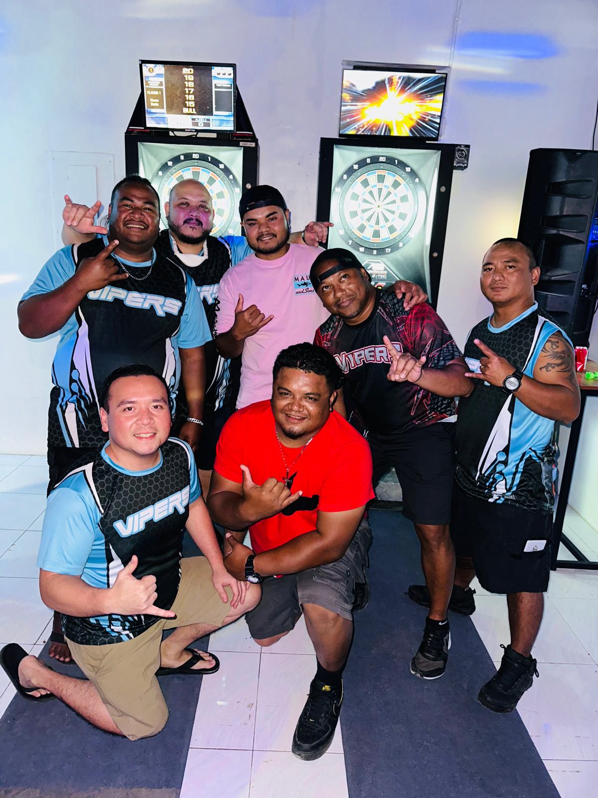 The Flamingo Vipers pose for a photo after topping the masters division of the 2024 SEDA Bud Light Dart League at the Flamingo Tavern on Wednesday night.