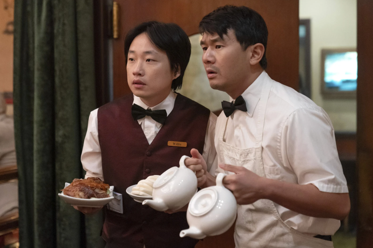 Jimmy O. Yang, left, and Ronny Chieng in a scene from the series “Interior Chinatown.”