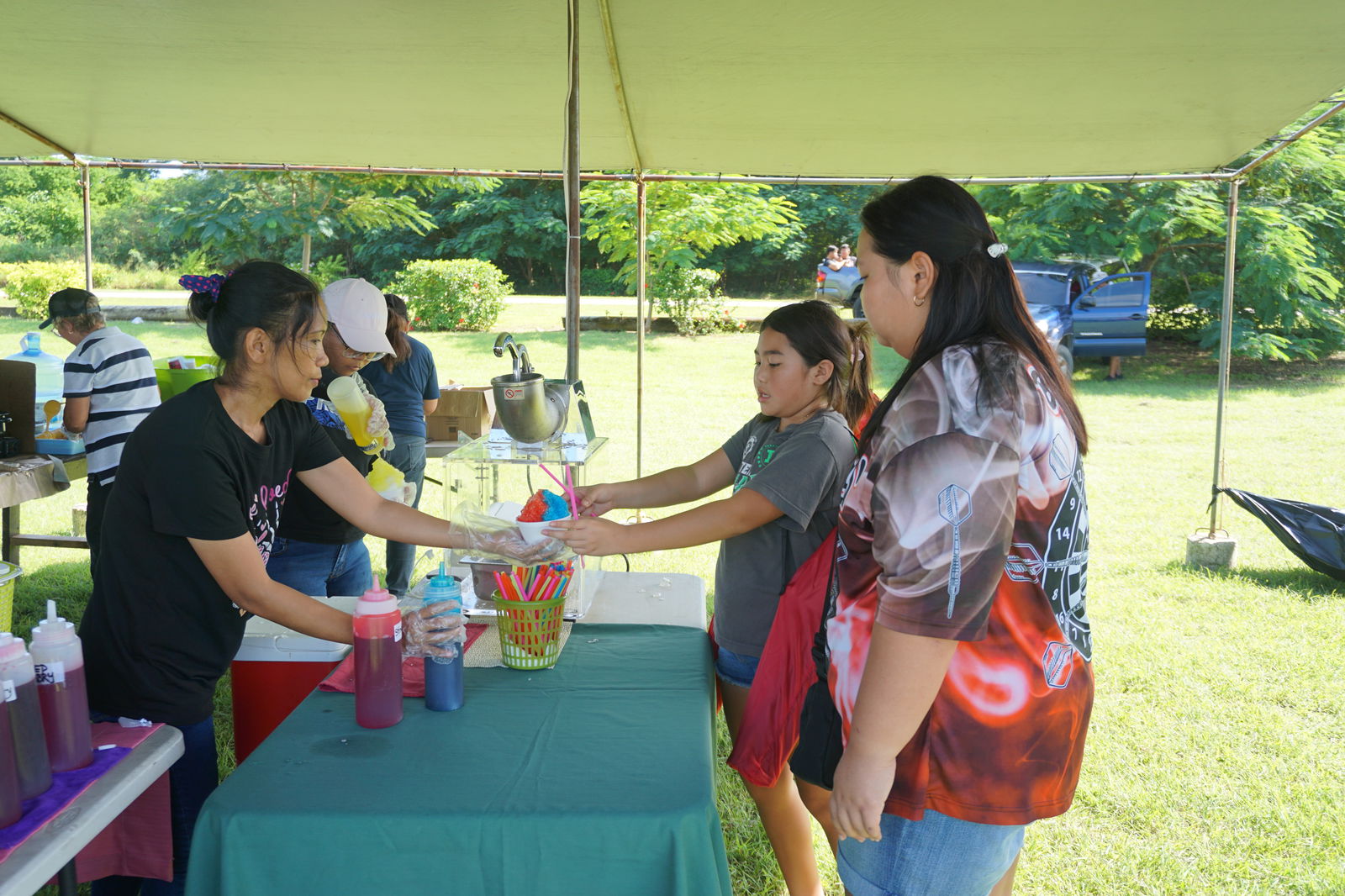 Free snow cones were available at the Family Fun Day event.