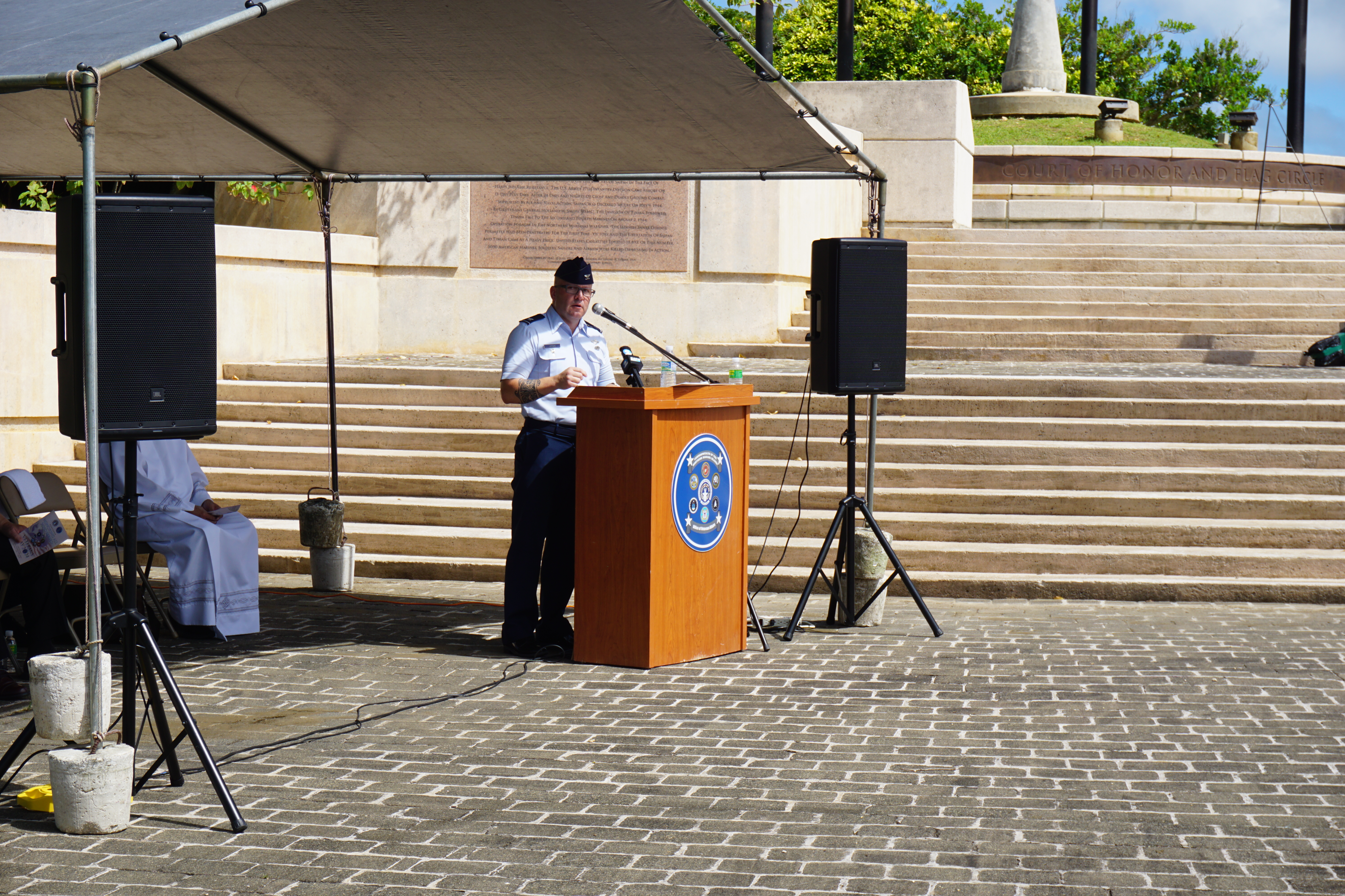 Col. Rafael Vargas of Joint Region Marianas delivers the keynote address.