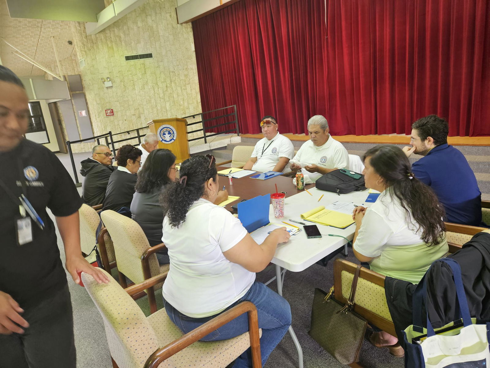 Commonwealth Election Commission board members meet Tuesday morning at the multi-purpose center. Also in photo are CEC Executive Director Kayla Igitol and their legal counsel, Assistant Attorney General J. Robert Glass Jr.