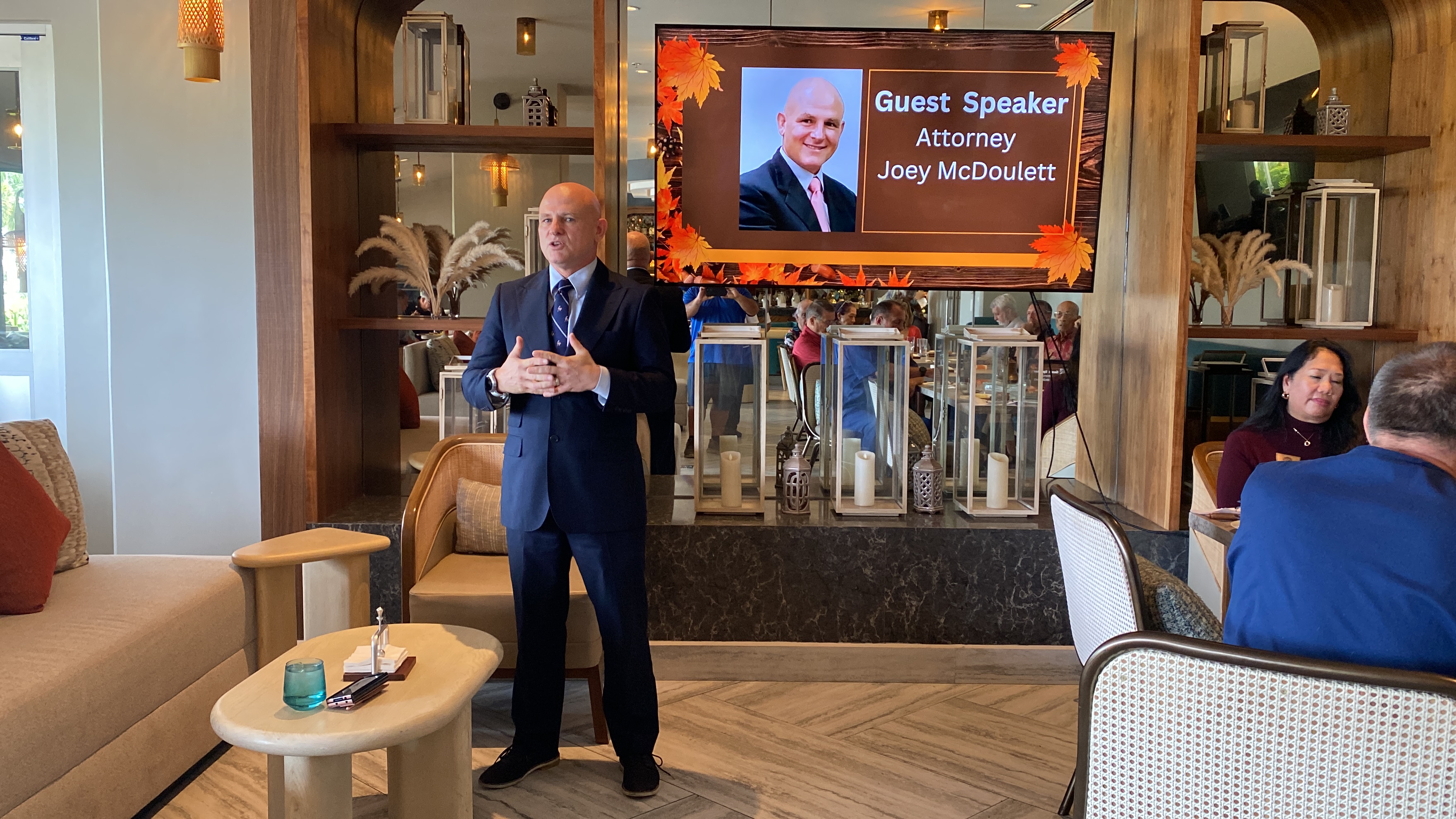 Attorney Joe McDoulett speaks to Rotarians on Tuesday, Nov. 12, 2024.