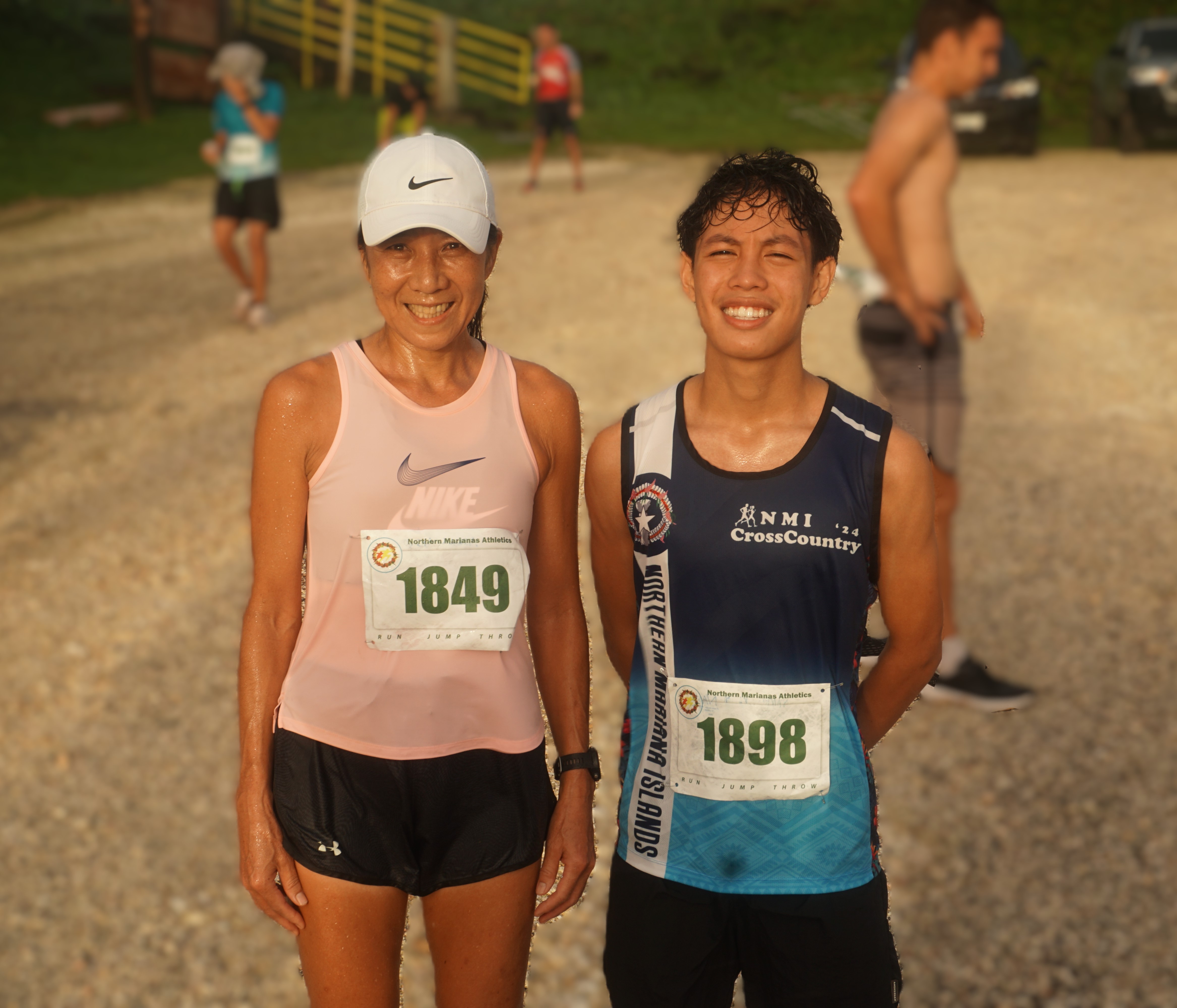 Akiko Miller and Victor Santos are the top finishers of this year’s Mt. Tapochau Turkey Trot.