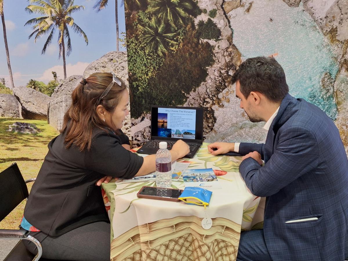 Marianas Visitors Authority Deputy Manager Director Judy Torres holds B2B meetings at ITB Asia — an annual B2B trade show and convention for the Asia-Pacific travel industry — on Oct.23-25, 2024, in Singapore. The MVA promoted tourism opportunities in The Marianas and met with potential tourism partners at the event.