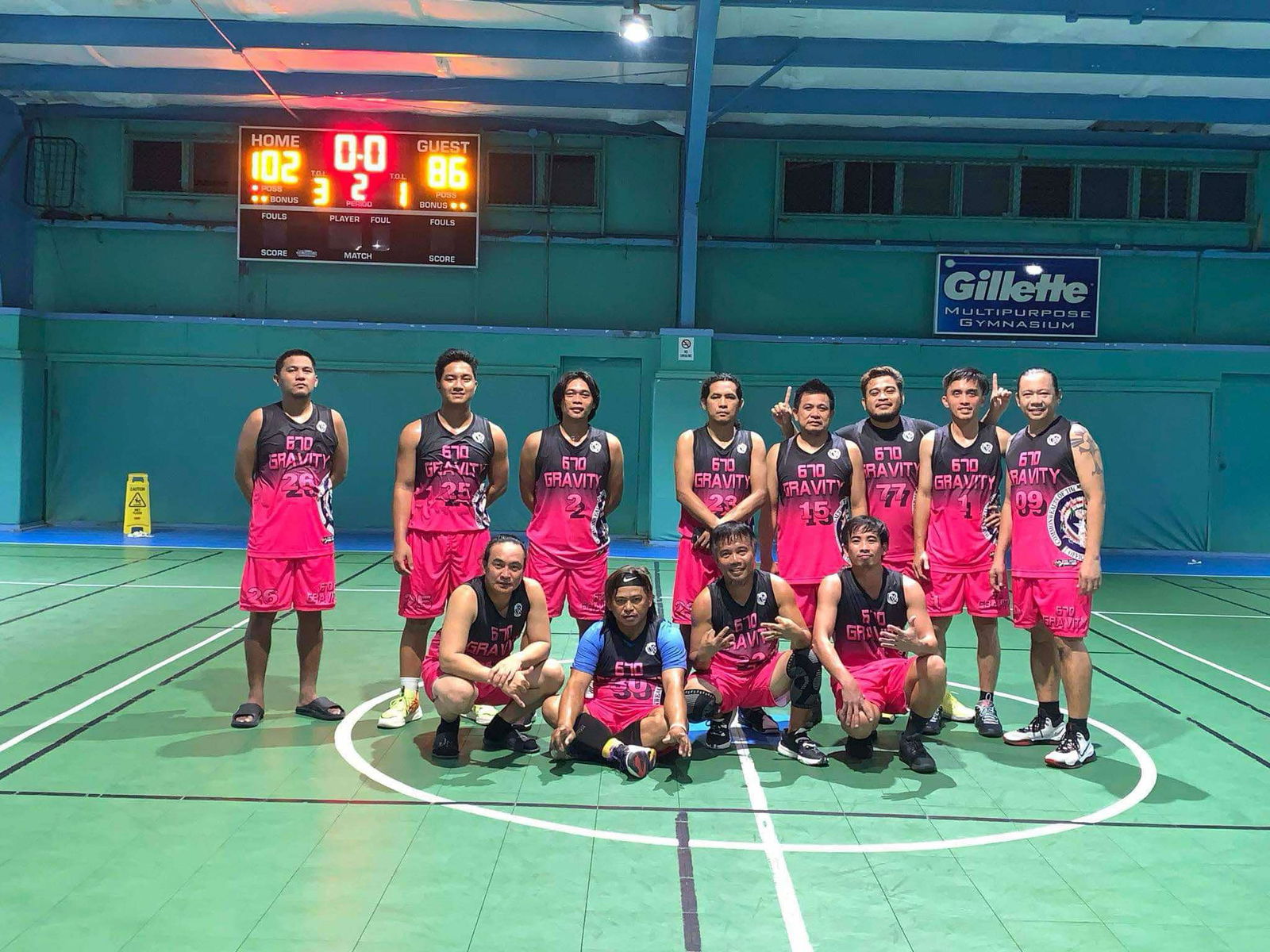 670 Gravity player pose for a photo after defeating El Champion in a masters division game of the Win Pacific Corporation Invitational Basketball League 2024 at the TSL Sports Complex on Sunday.  