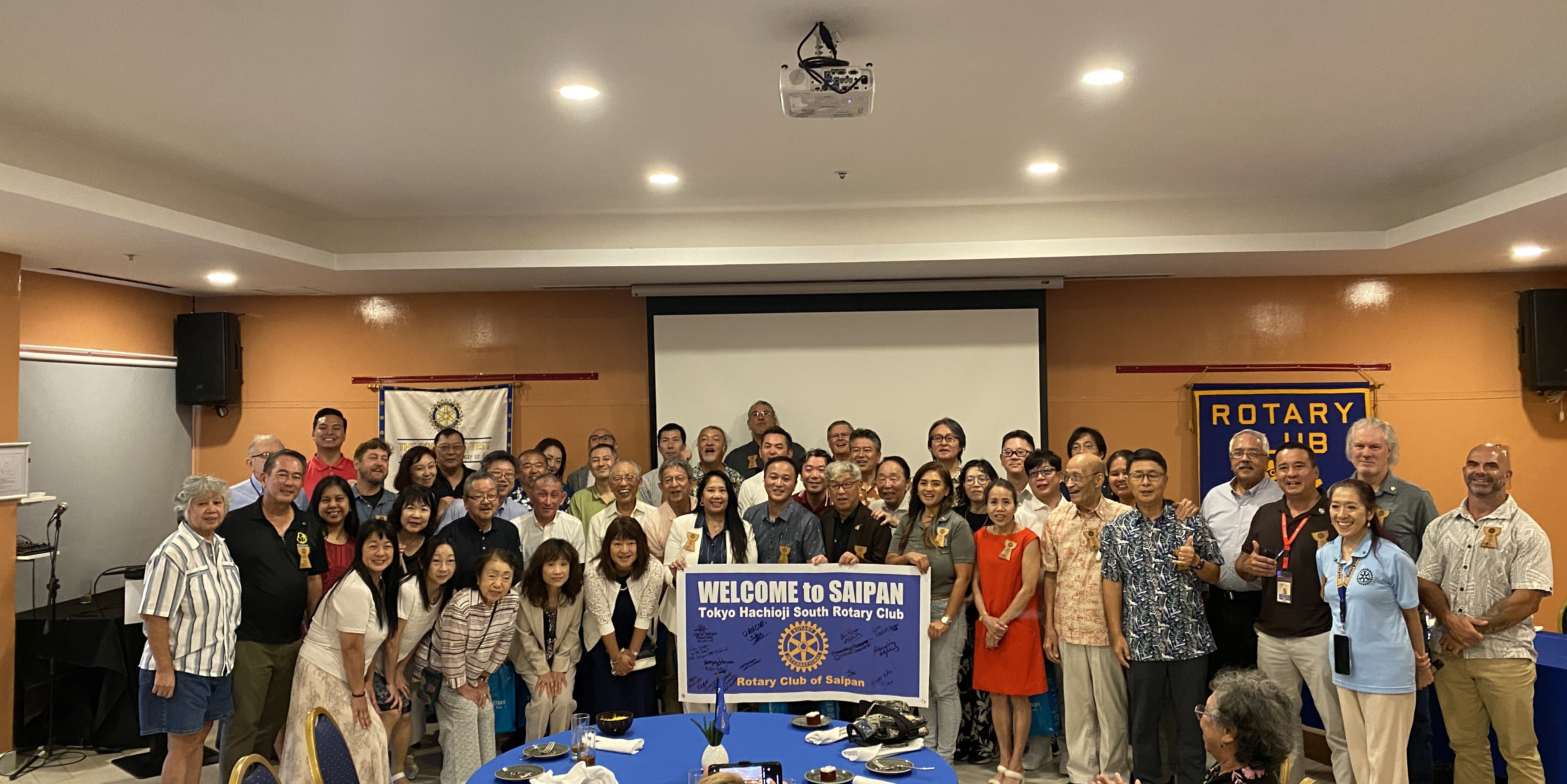 Members of the Rotary Club of Saipan and the Tokyo Hachijoji South Rotary Club pose for a group photo.
