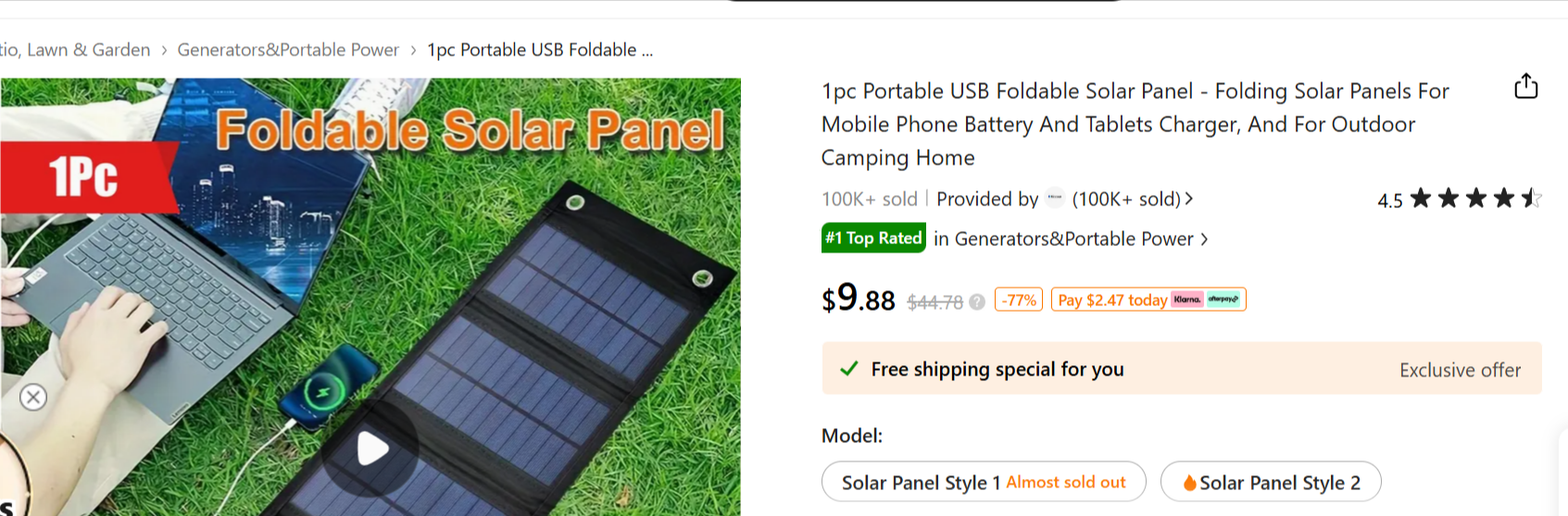 Portable USB foldable solar panels