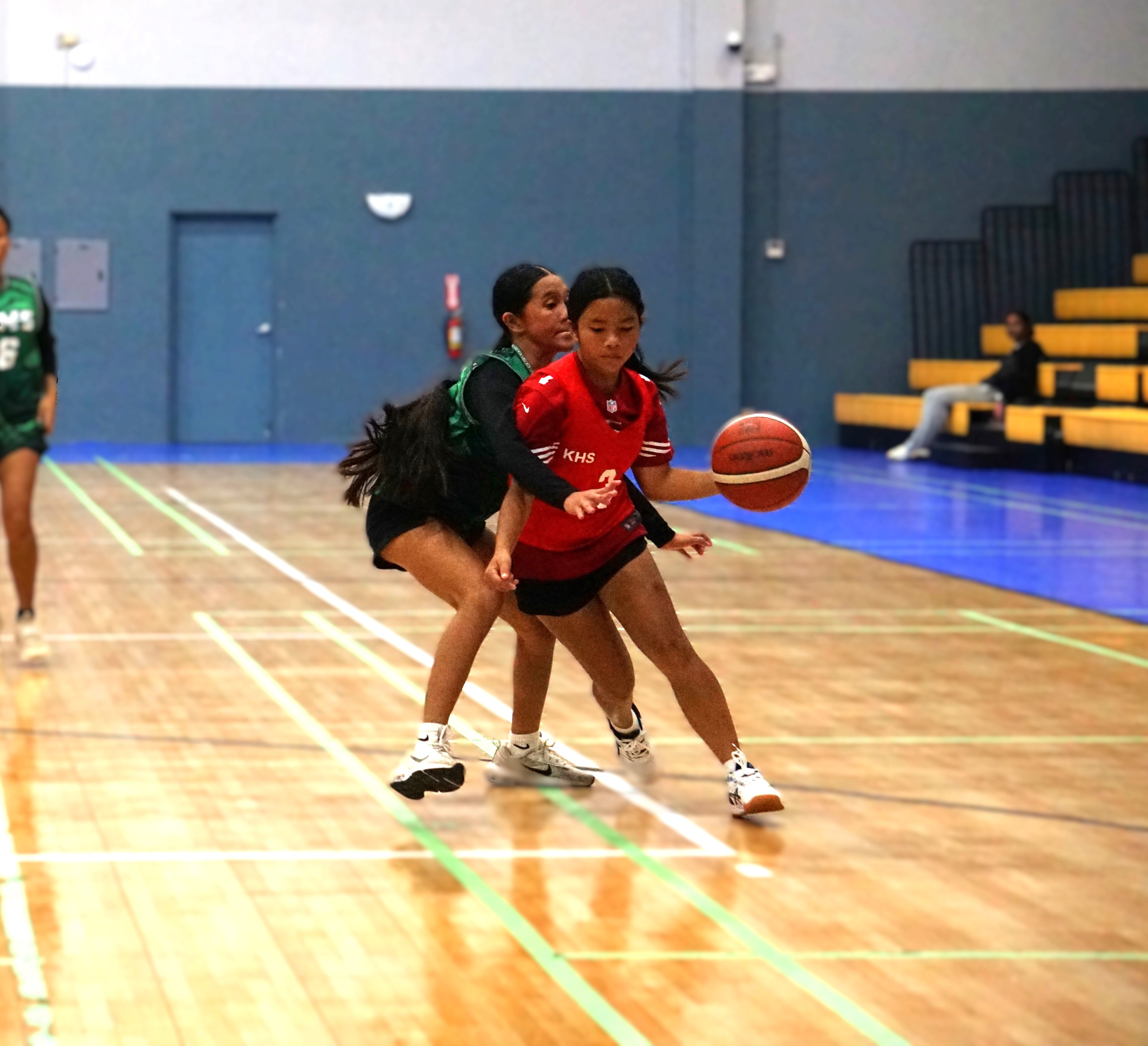 KHS' Destiny Cabayan makes contact as she attempts to dribble past a SSHS JV defender during a game against SSHS JV in the girls high school division of the PSS-NMIBF Interscholastic Basketball League SY24-25 at the Ada gym on Friday.