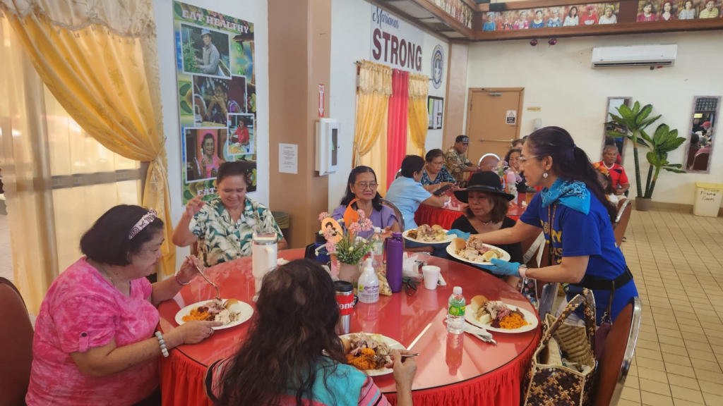Senior citizens at the Manamko’ Center in Garapan enjoy their Thanksgiving lunch, courtesy of the Saipan Rotarians on Nov. 19. 