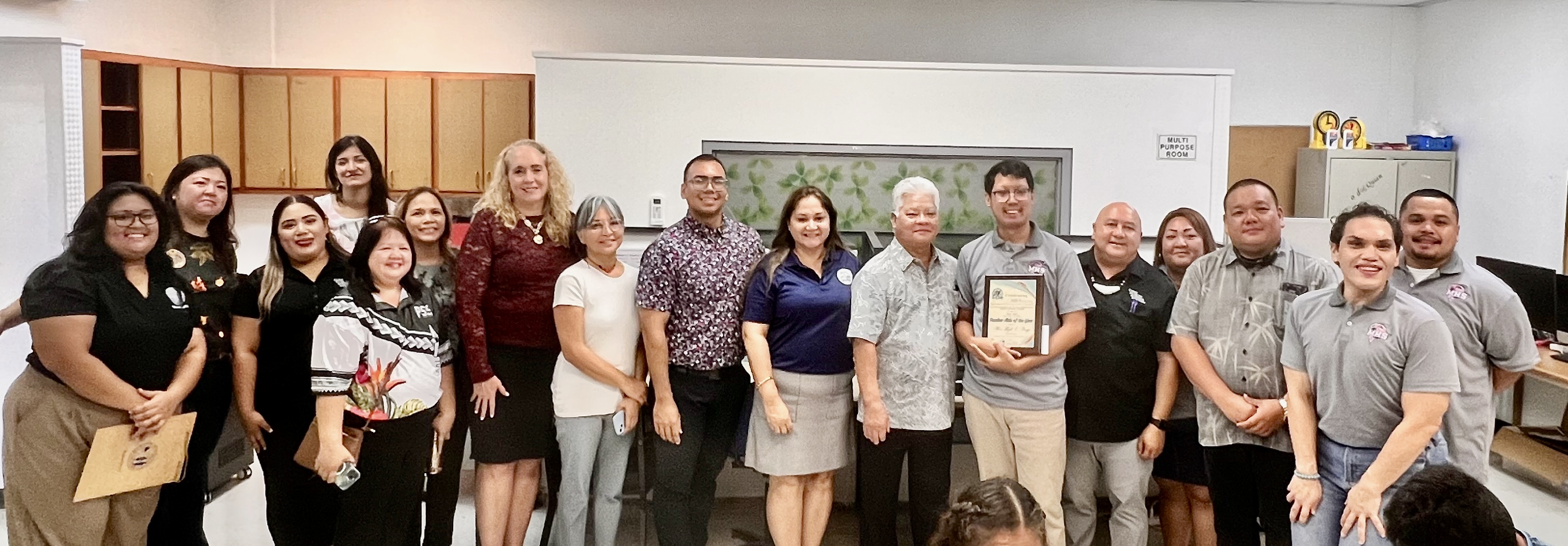 The 2025 Public School System Teacher Aide of the Year is Alvin Risk I. Arcega of Marianas High School. Arcega, a special education teacher, was honored Wednesday by Commissioner of Education Dr. Lawrence F. Camacho, CCSSO Chief Executive Officer Dr. Carissa Moffat Miller, Board of Education Teacher Rep. Dr. Dora Miura, and other Public School System officials.