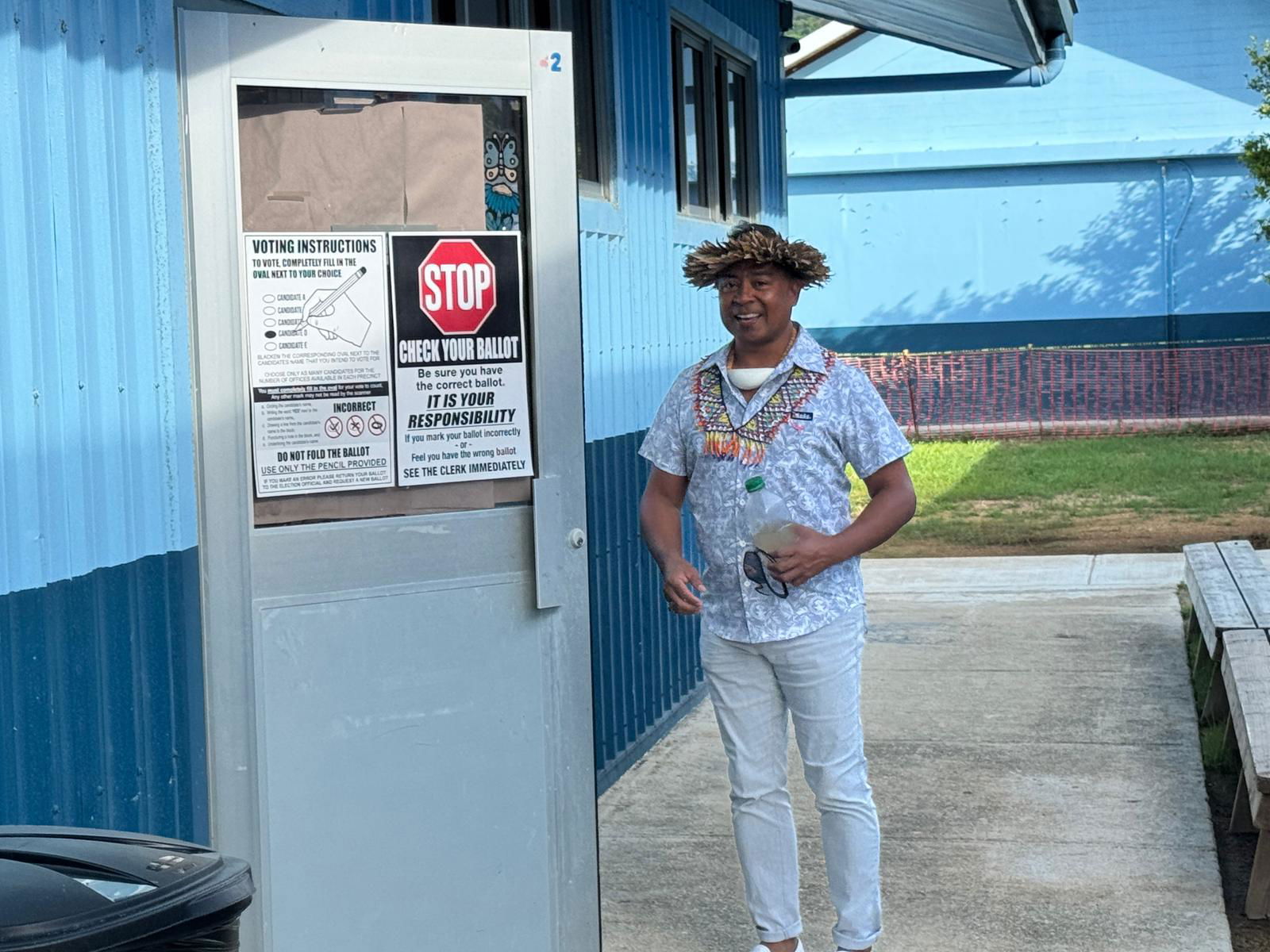 Independent delegate candidate John Oliver Gonzales voted on Election Day at Garapan Elementary School.