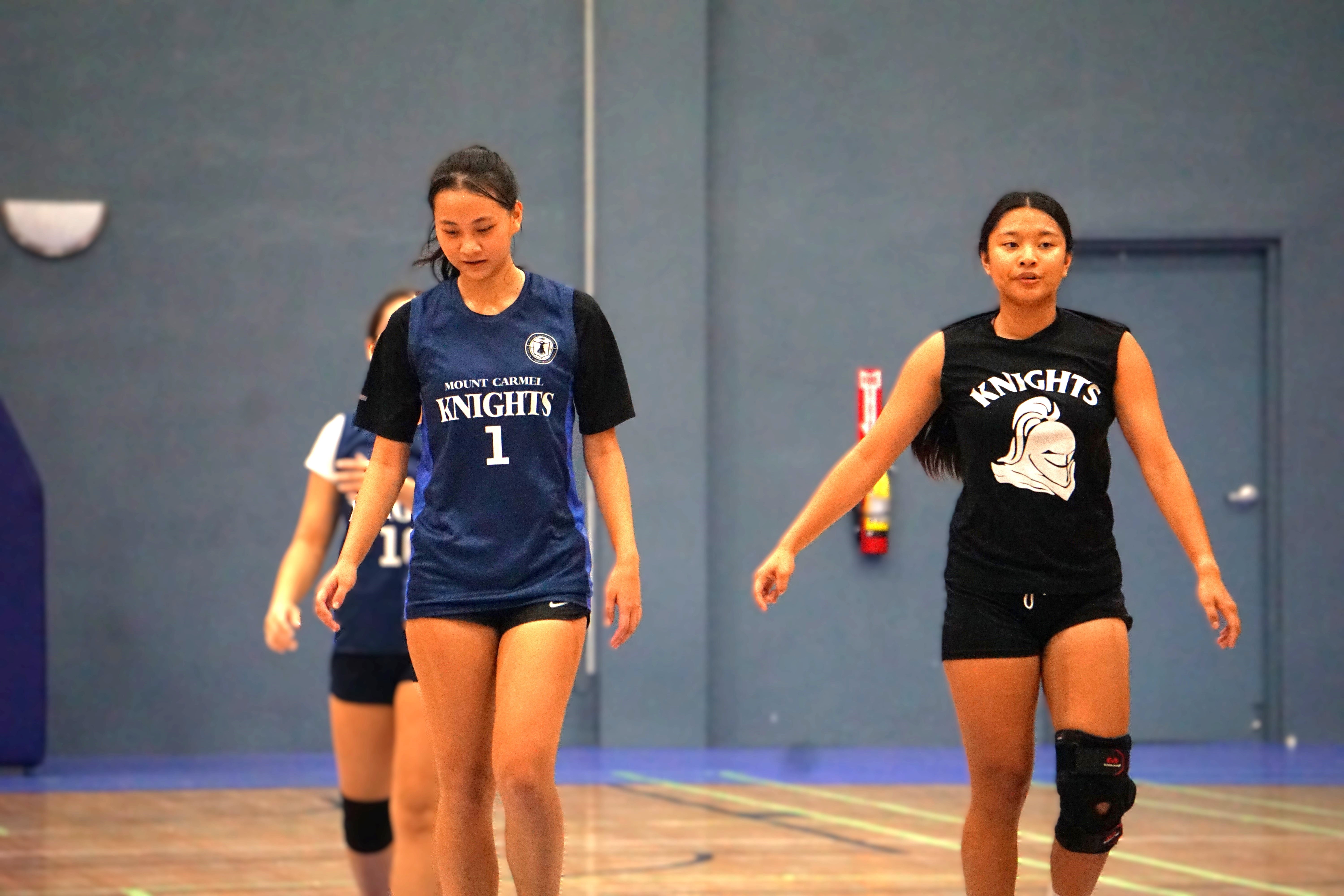 Mount Carmel School’s Jieun Kwon and Mia Abuan make their way down the court during a game in the girls high school division of the PSS-NMIBF Interscholastic Basketball League SY24-25 at the Ada gym.