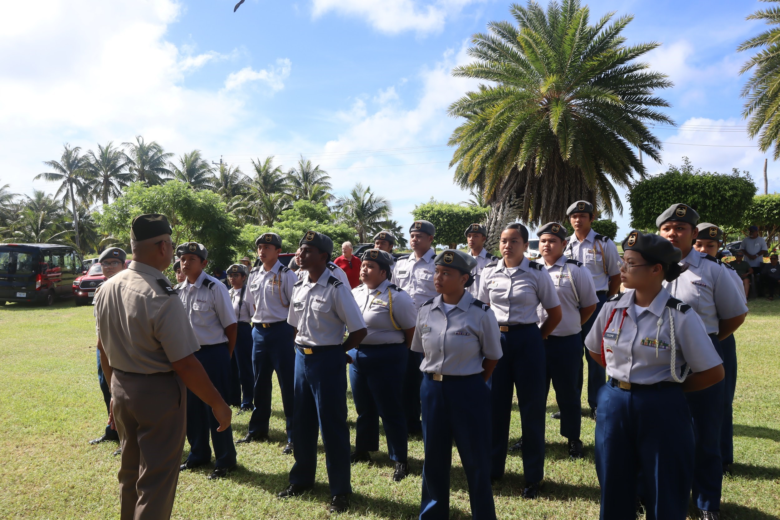 Stallion Battalion cadets listen to Captain Santos.