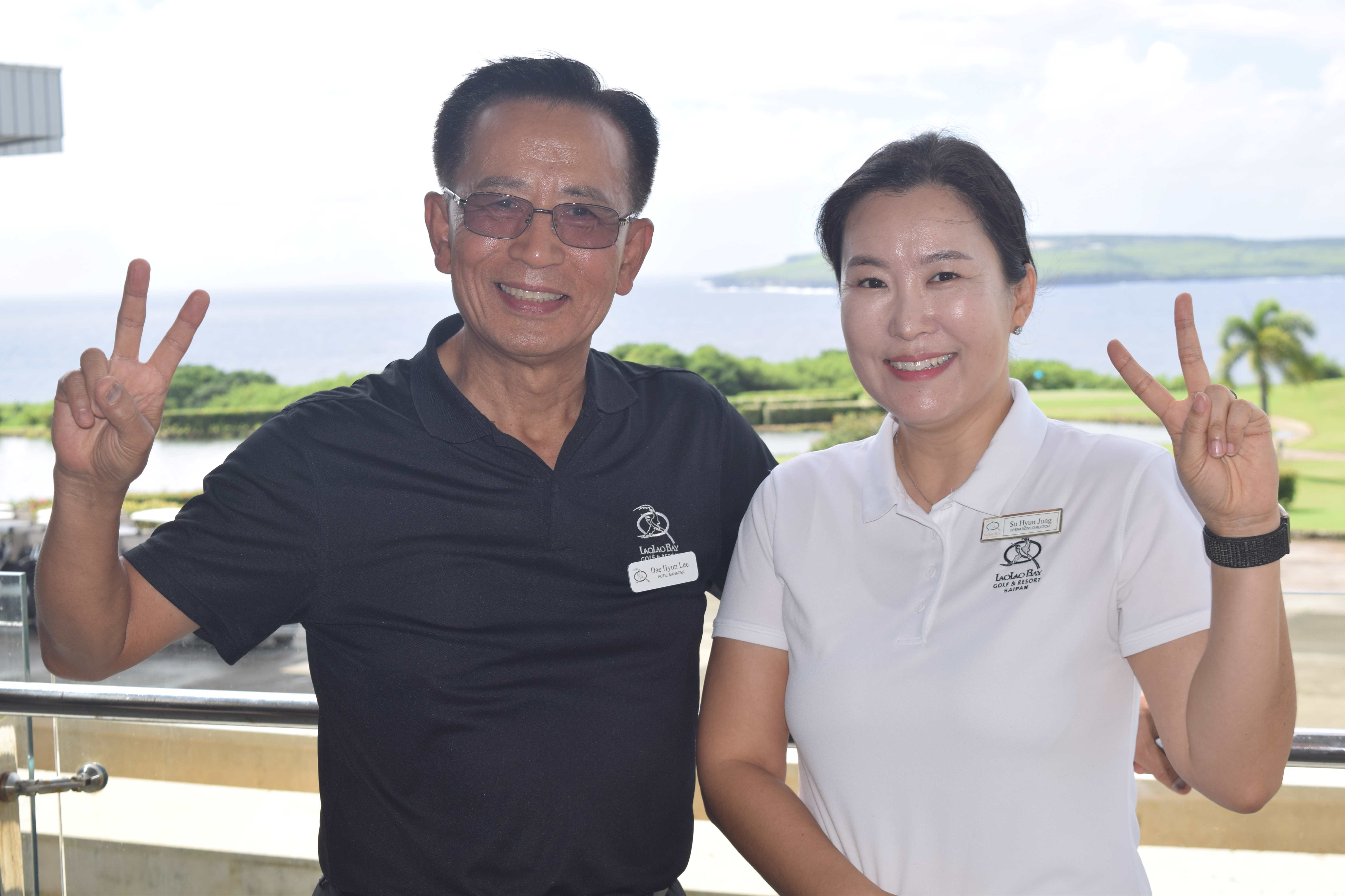 Dae Hyun Lee, left, is the Hotel Director of LaoLao Bay Golf & Resort, while Su Hyun Jung, right, is the Operations Director.