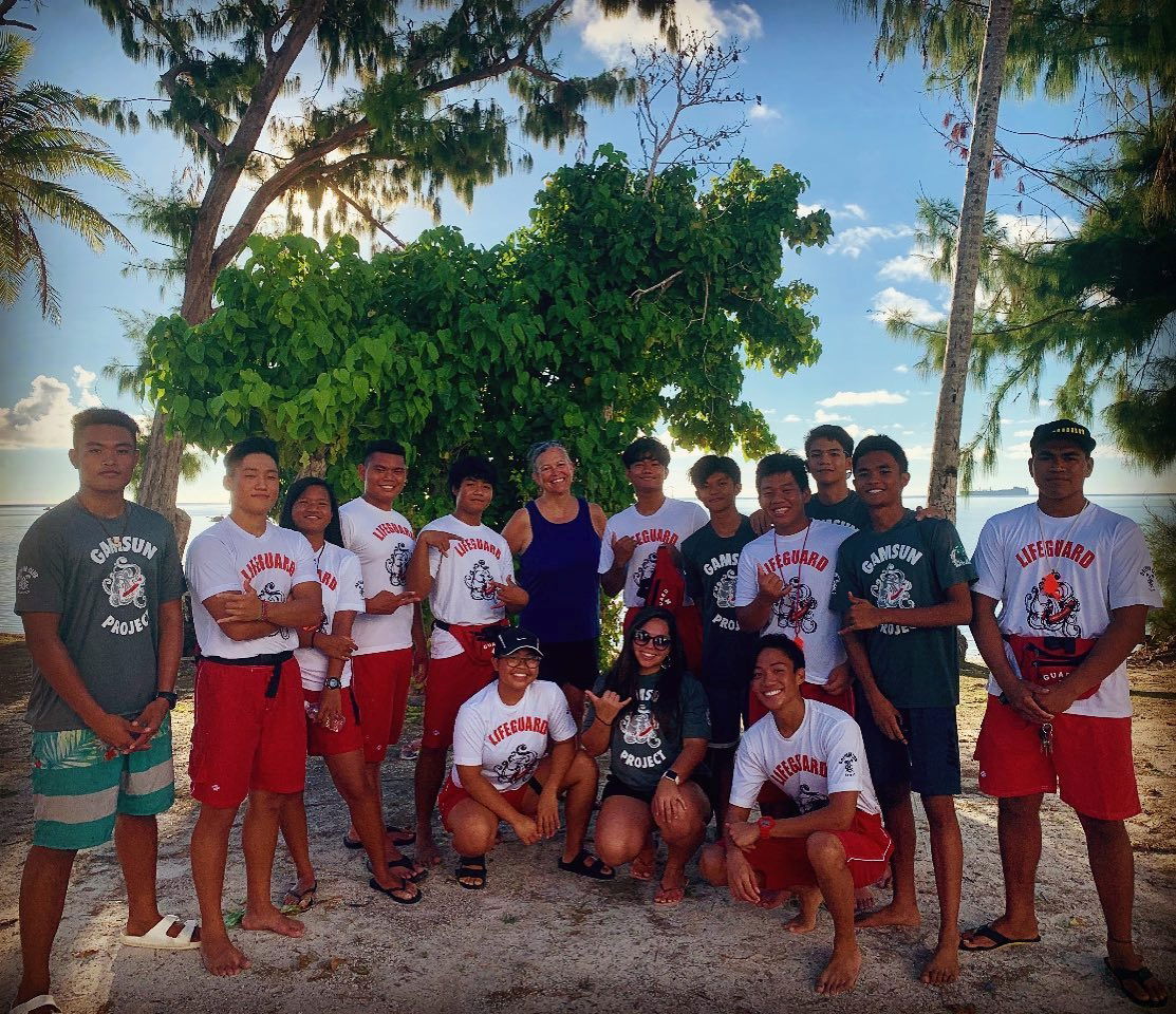 The Gamsun Project prepares teenagers to pass the mandatory swim test required to enter a lifeguard certification class. Instruction includes various swim strokes and rescue strokes. It meets Mondays from 2 p.m. to 3 p.m. and 3:30 p.m. to 4:30 p.m. at the Guma Sakman. 500 Sails cofounder Emma Perez stands in the center. 