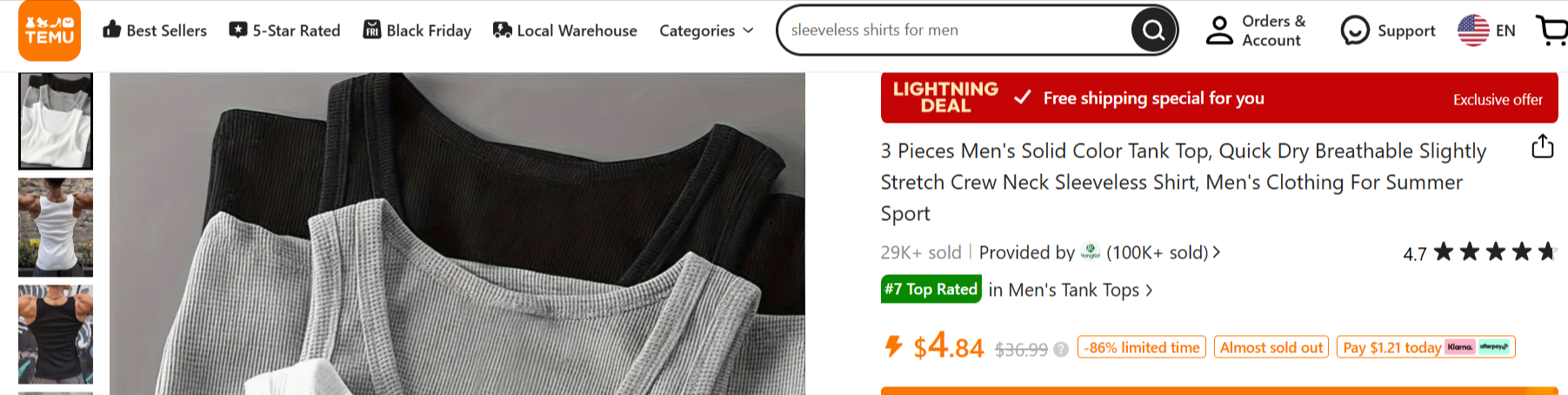 Men' s top, quick dry, breathable