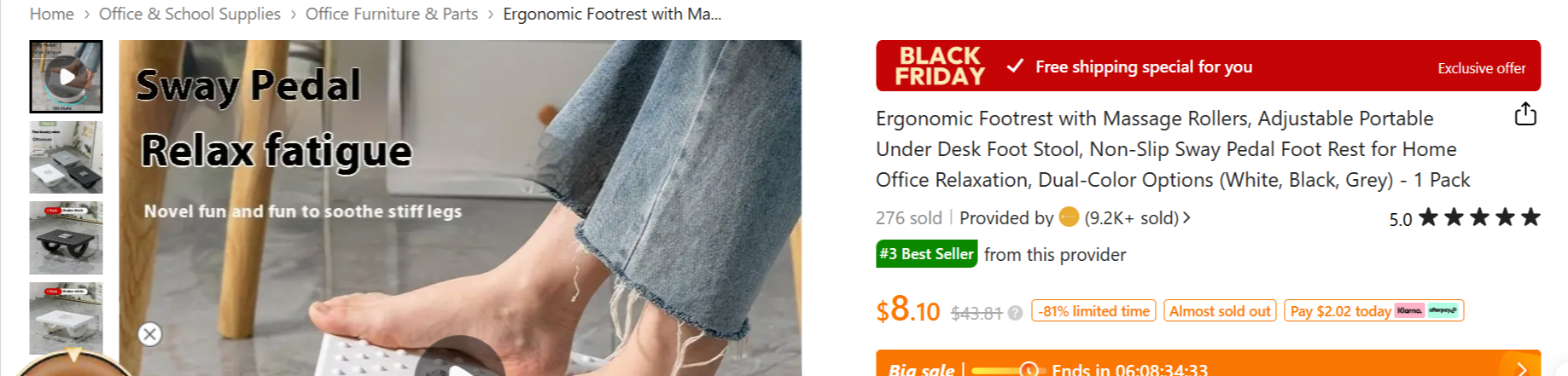 Ergonomic footrest massage rollers