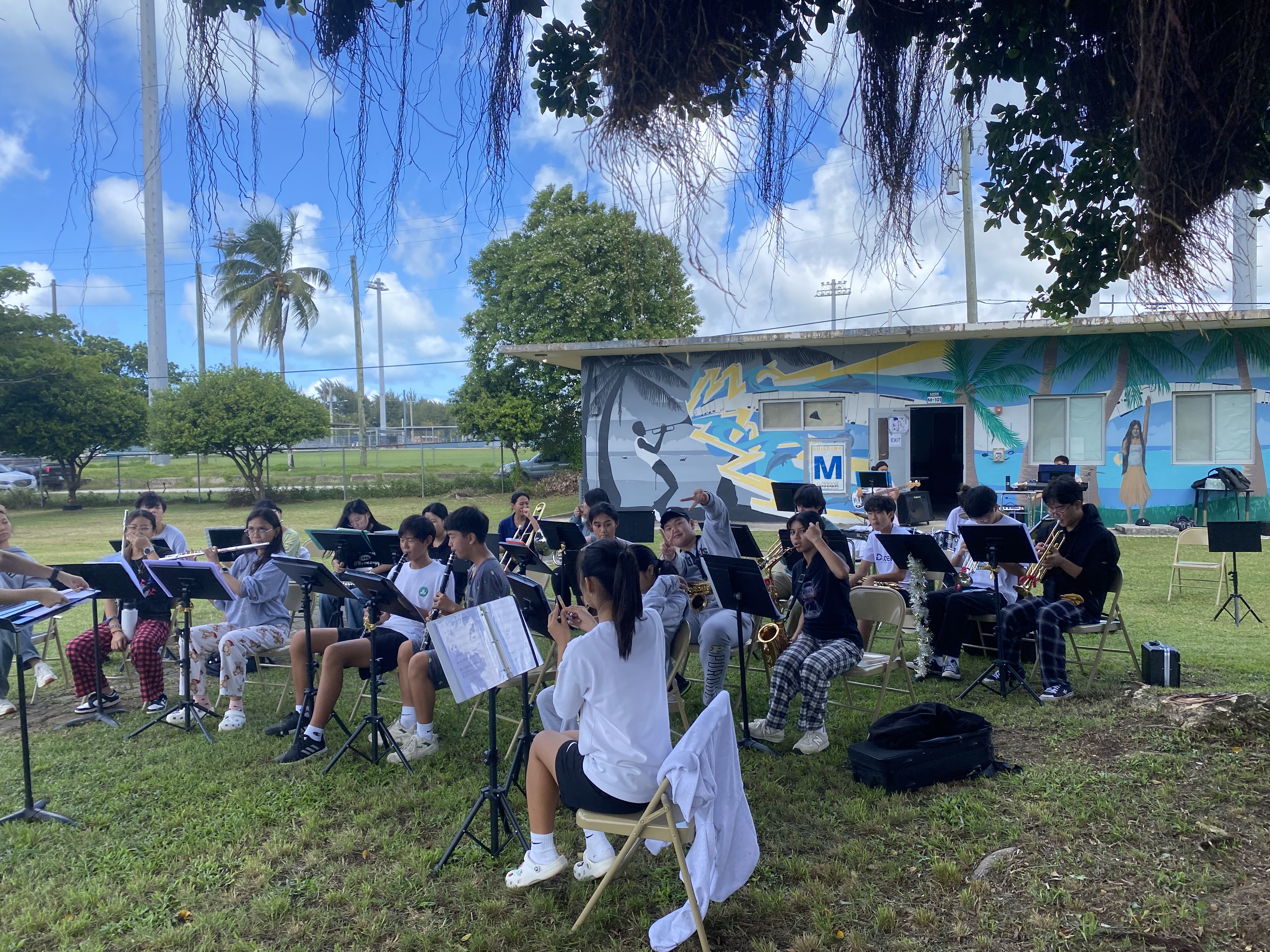 Marianas High School students practice at their Susupe campus. The Dolphin Concert Band will host a winter concert on the evening of Dec. 15 in the MHS cafeteria.