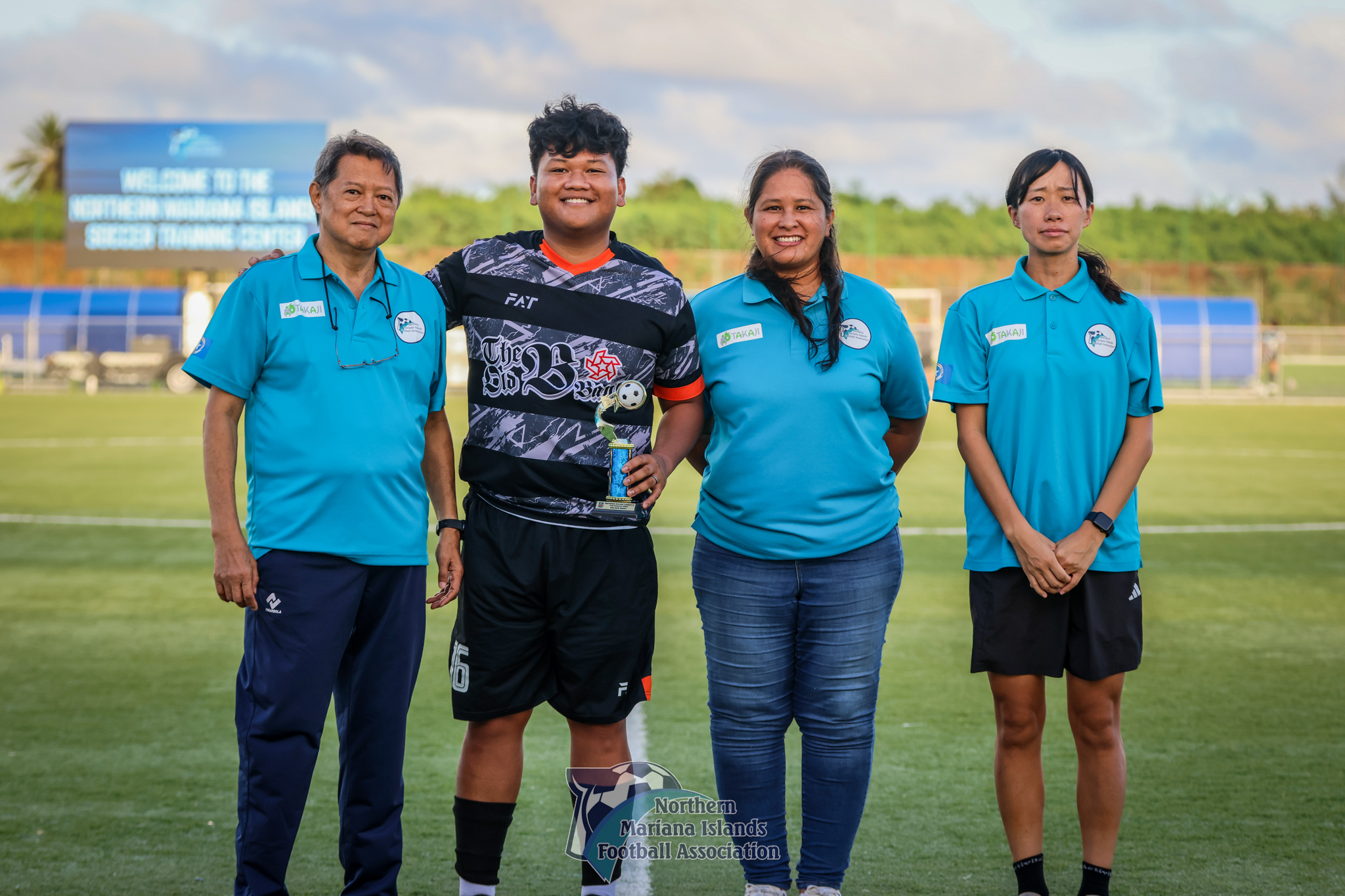 Old B Bank's John Canape poses with the Golden Boot Award, which he received for scoring nine goals throughout the Marianas Soccer League 2 season. 
