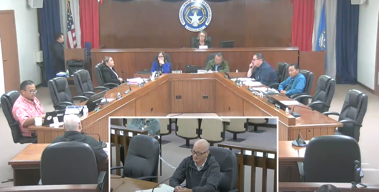 Senate Fiscal Analyst Dave Demapan, inset, speaks during a meeting with senators in the Senate chamber on Wednesday.