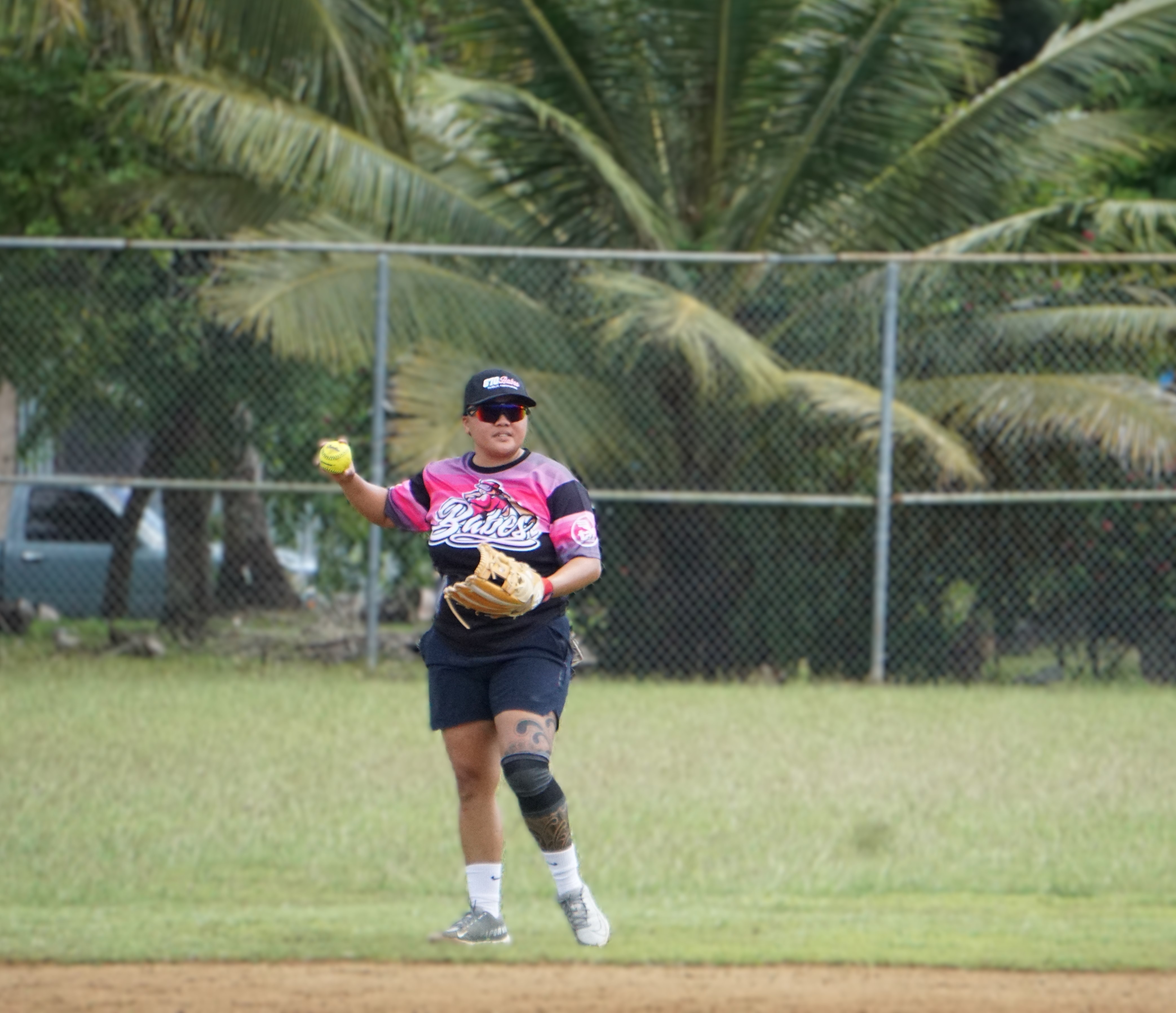 670 BFF shortstop Cat Dela Cruz readies for a pick off during a playoff game of the NMI Softball Association Women's League 2024 at the Miguel "Tan Ge" Pangelinan Softball Field on Saturday. 
