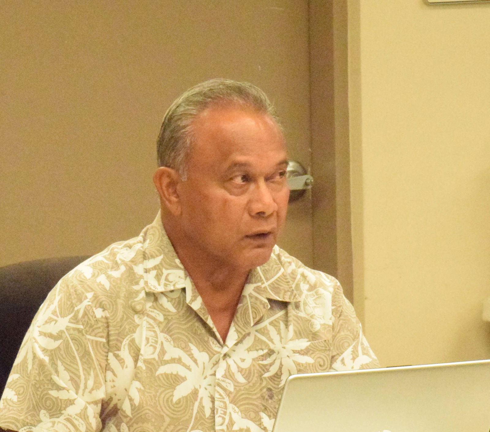 Commonwealth Ports Authority Board Chair Ramon A. Tebuteb addresses his follow board members during a special meeting two weeks ago.