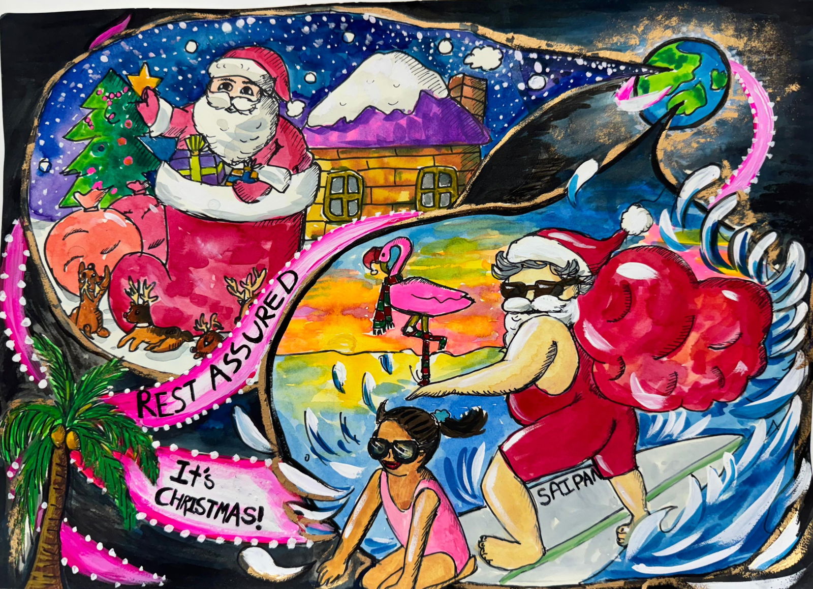 Artwork by Stella Park from Saipan International School, First Category Traditional Winner