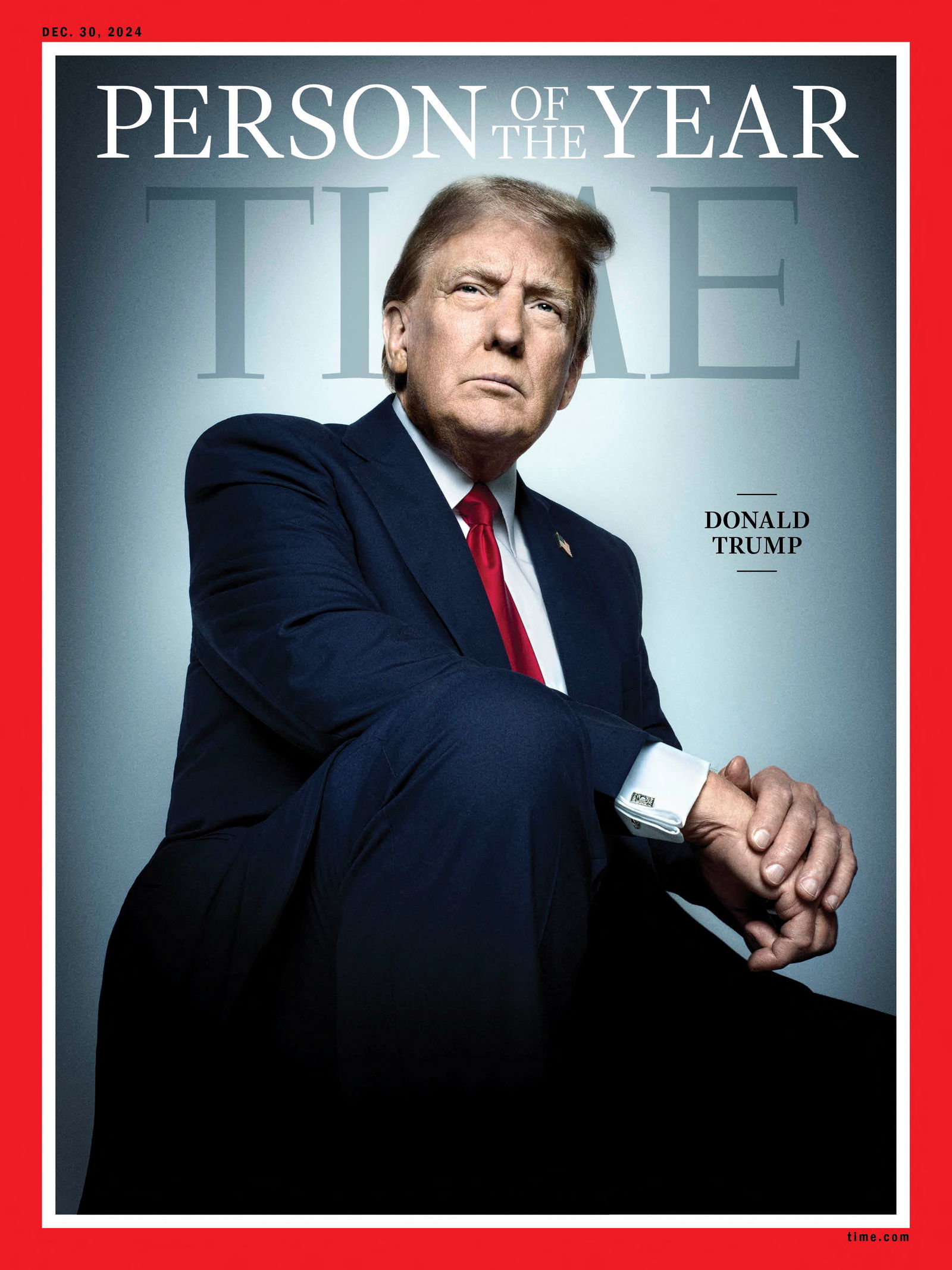 President-elect Donald Trump appears on the 2024 Person of the Year cover of Time, in this handout image.