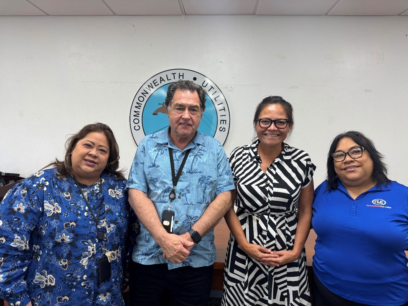 Delegate-Elect Kimberlyn King-Hinds alongside Commonwealth Utilities Corp. Chief Financial Officer Betty Terlaje, CUC Executive Director Kevin Watson, and CUC Board of Directors Chair Janice Tenorio.