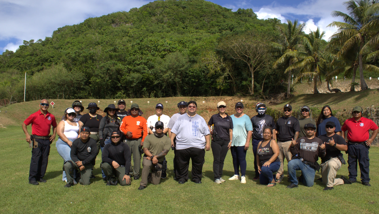 Judiciary Firearms Competition participants, committee members, and volunteers gathered at the DPS Shooting Range in Marpi on Saturday, Nov. 23, 2024.