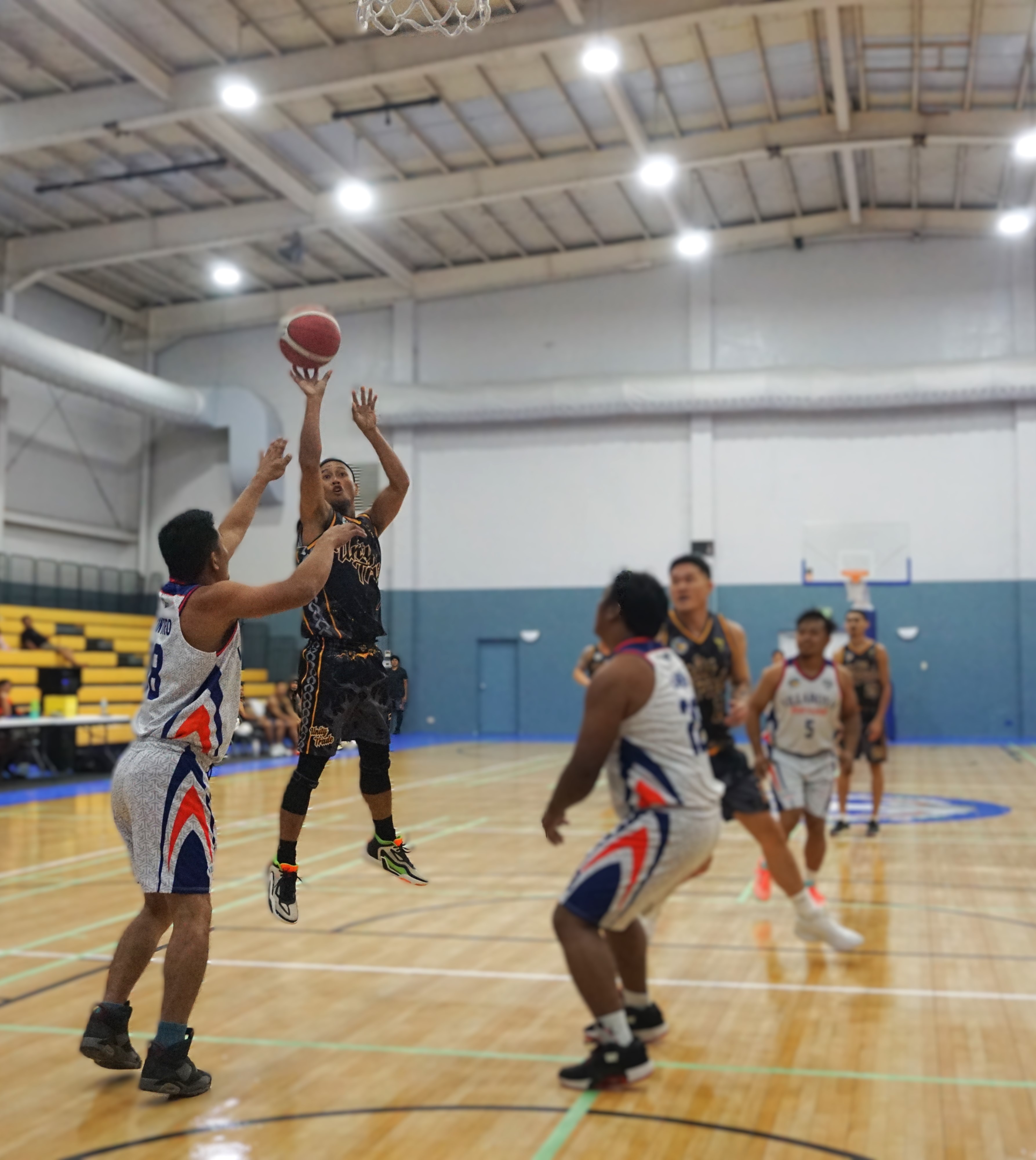 Unity Trade's Elmer Esdrelon pulls up for the midrange jump shot during a game against Villaroyal Pawnshop in the open division of the 2nd Saipan Magalahi Eagles Club – Saipan MagaHaga Lady Eagles Group Basketball Tournament at the Ada gym on Saturday.