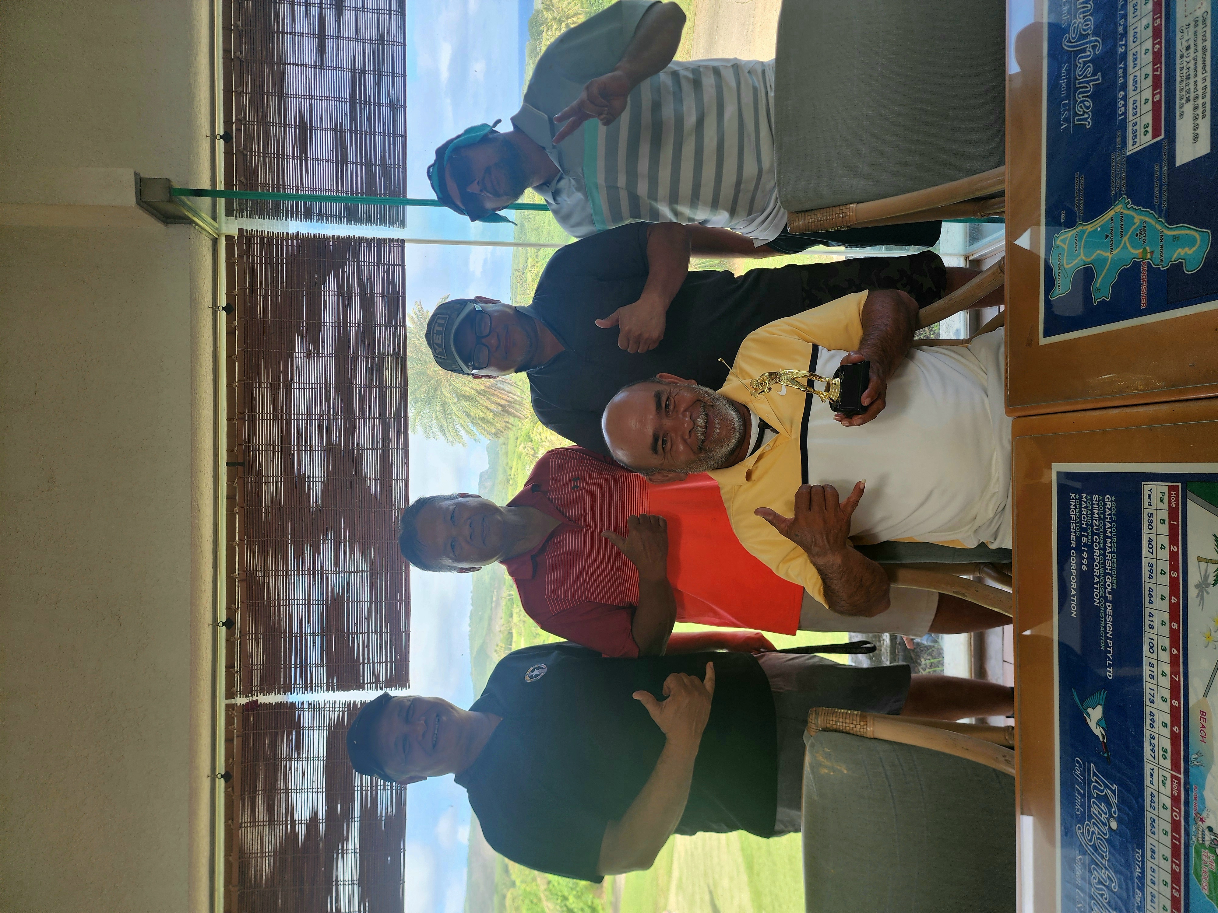 Perry Sablan, Joe Bermudes, Eddie Terlaje and Anthony Deleon Guerrero join Anthony Tomokane for a group photo.