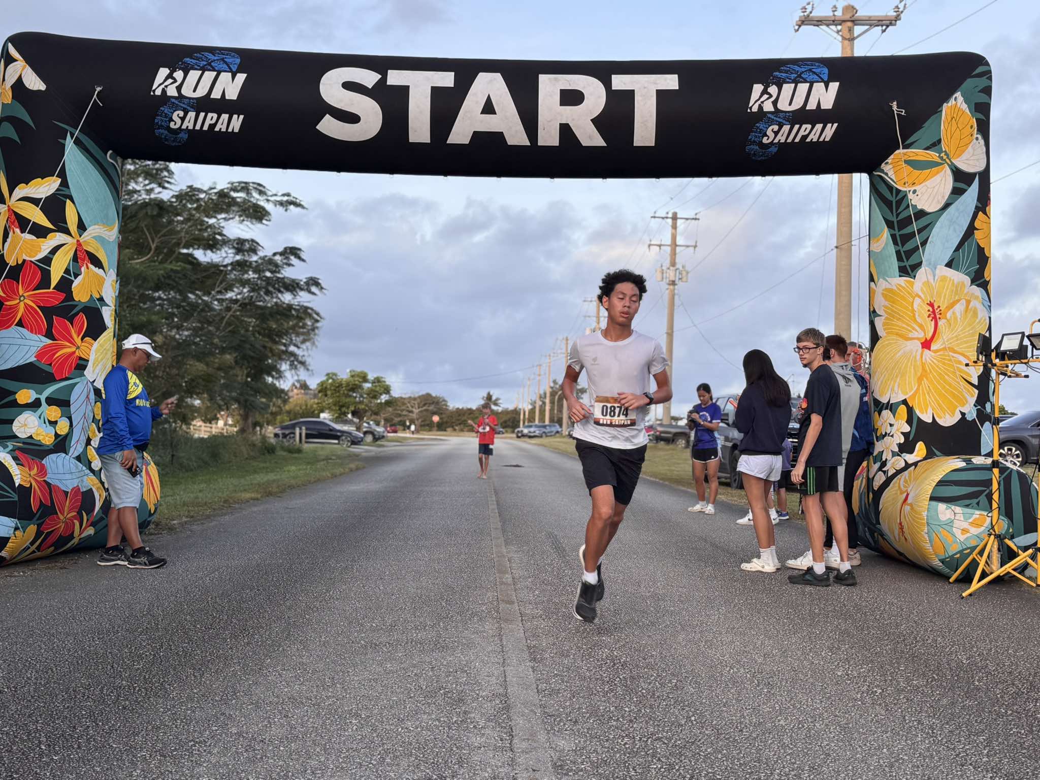 Victor Nash Santos finishes first in the 8k category of Run Saipan’s 4th Annual Saipan International Airport Trail Run on Sunday morning.