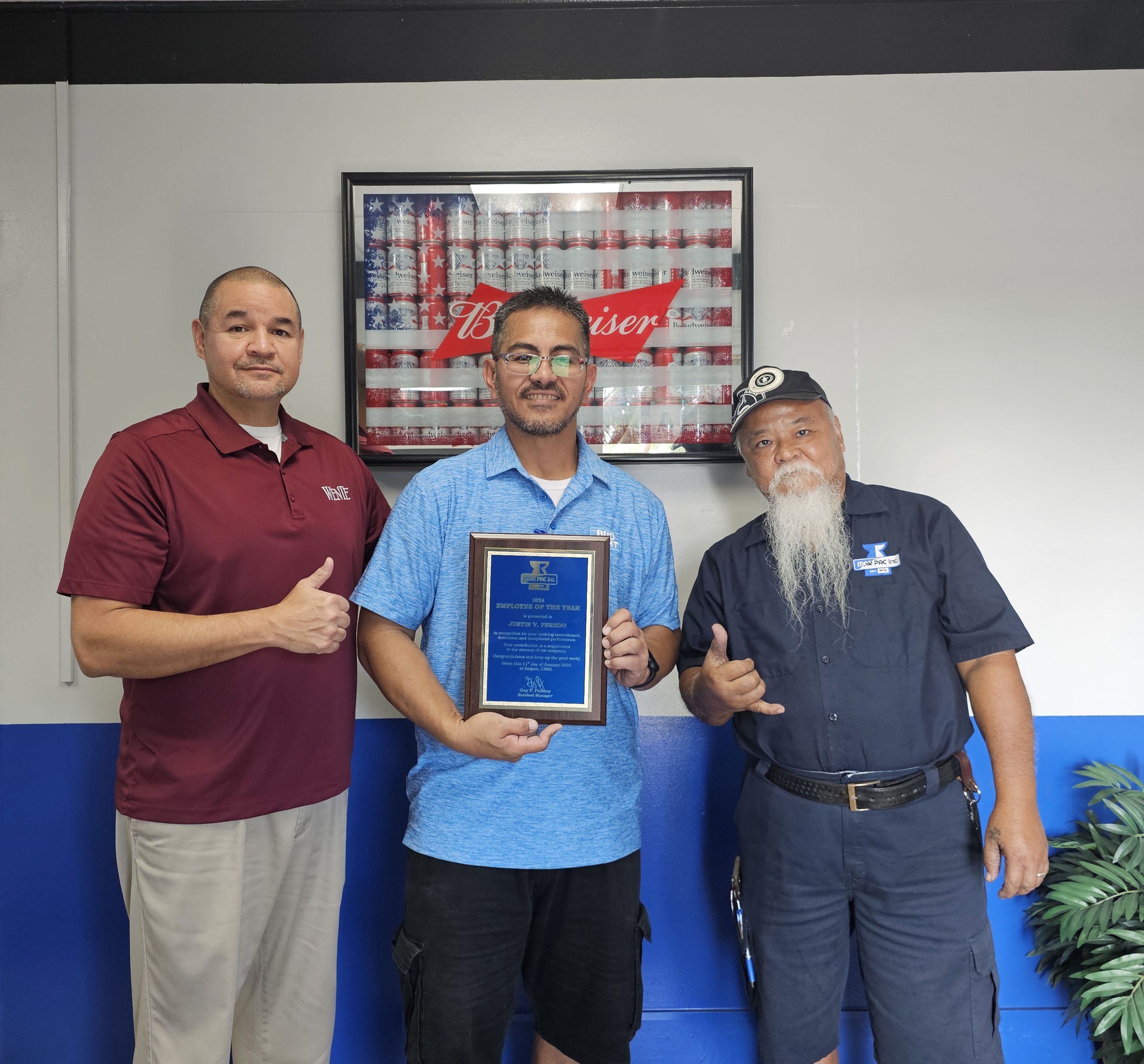 From left, Guy Pudney, Marpac resident manager; Justin Peredo, Marpac service representative; and Felipe Mendiola, Marpac operations manager.