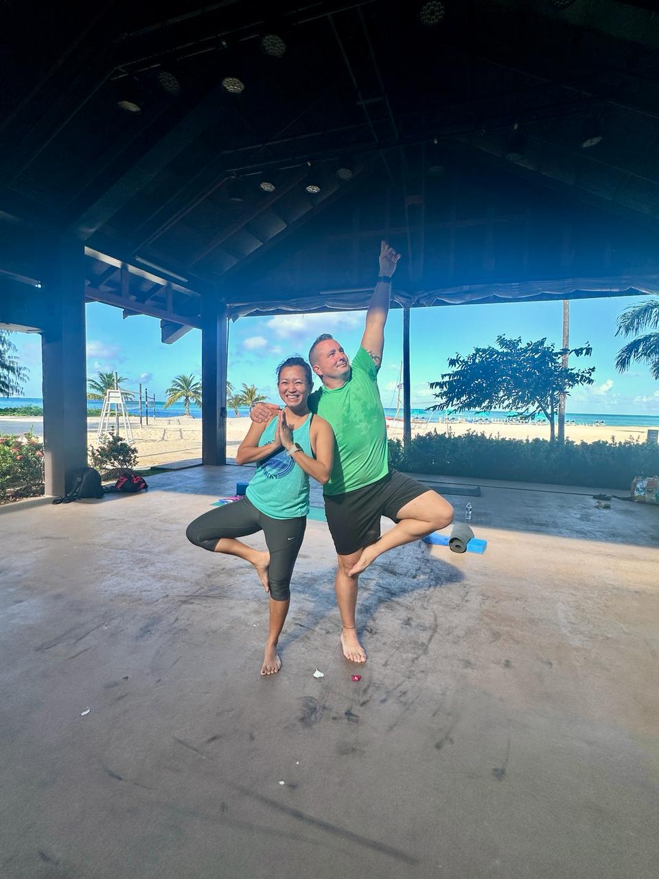 Brad's first yoga session with Kathy.                                                                                                     
