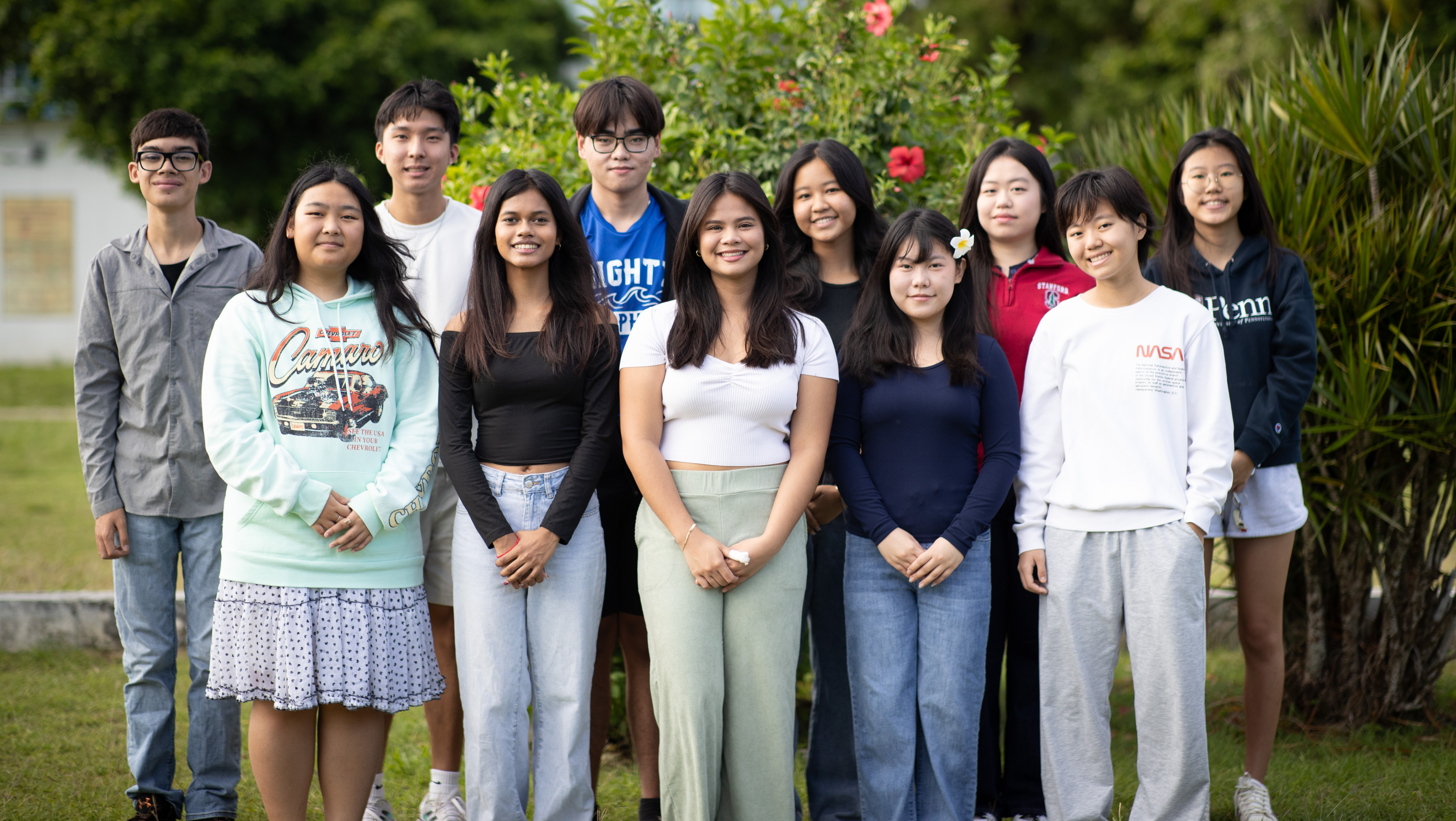 Front row, from left, Julia Taitano, Prapti Mondal, Jia Nicdao, Jenny Zhang, Jenaya Cheng. Back row, from left, Zhalick Hane, Kyle Moon, Jhaylin Cruz, Lucy Chen, Kelly Zheng, and Yeijin Son.