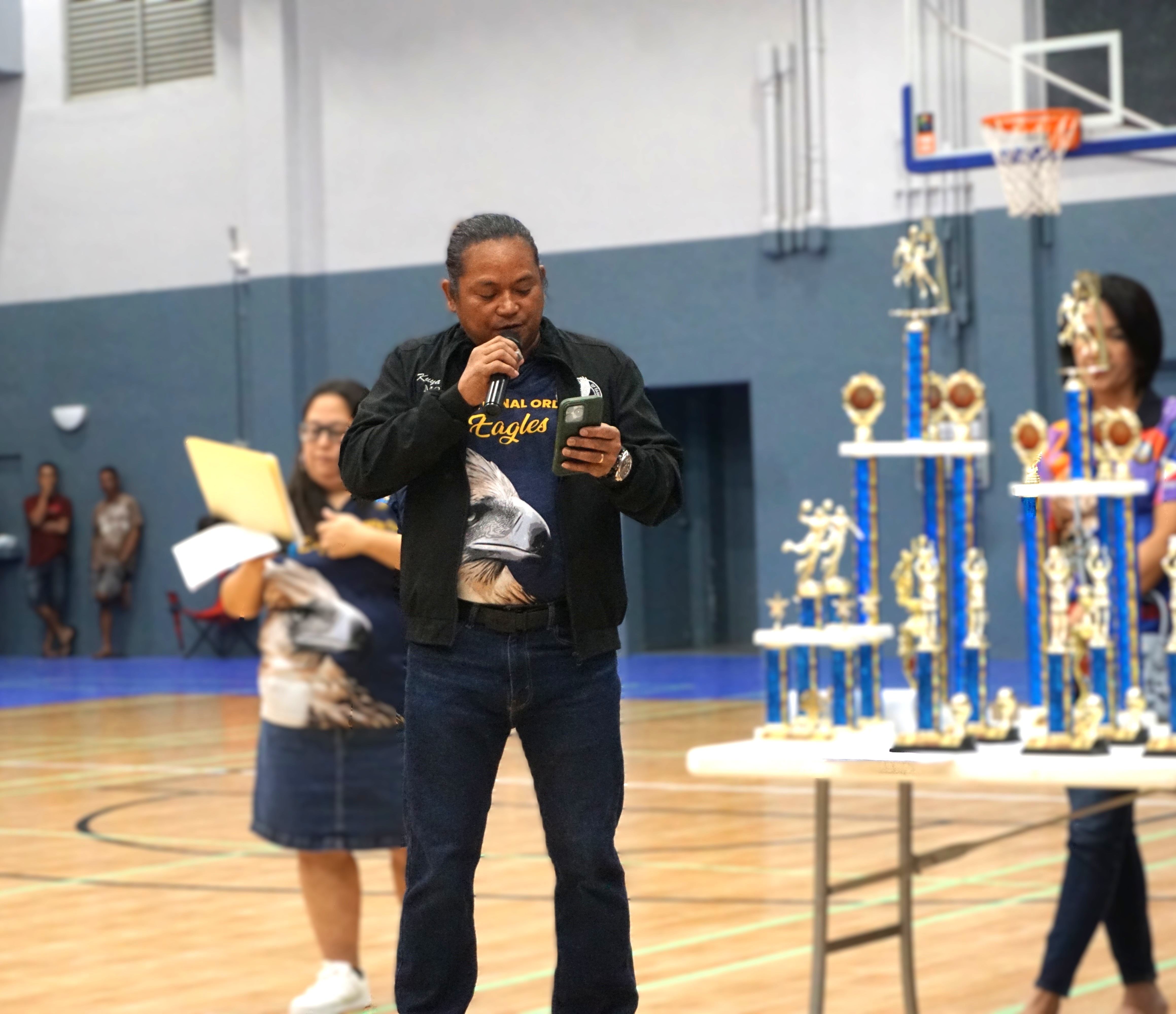 Saipan Magalahi Eagles Club President Moises Tagle delivers his closing remarks.