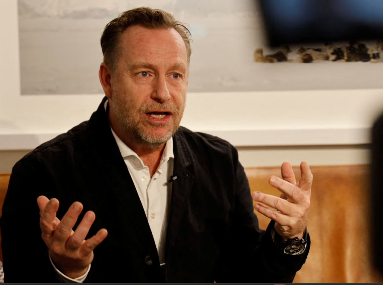 The screenwriter of “Borgen,” Adam Price, talks during an interview with Reuters in Copenhagen, Denmark, Jan. 22, 2025.