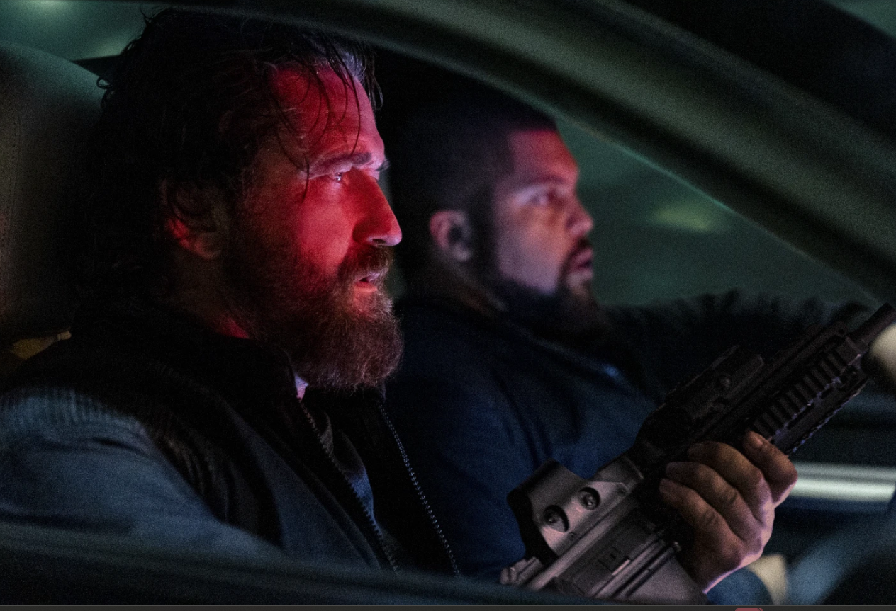 Gerald Butler, left, and O’Shea Jackson Jr. in a scene from “Den of Thieves 2: Pantera.”