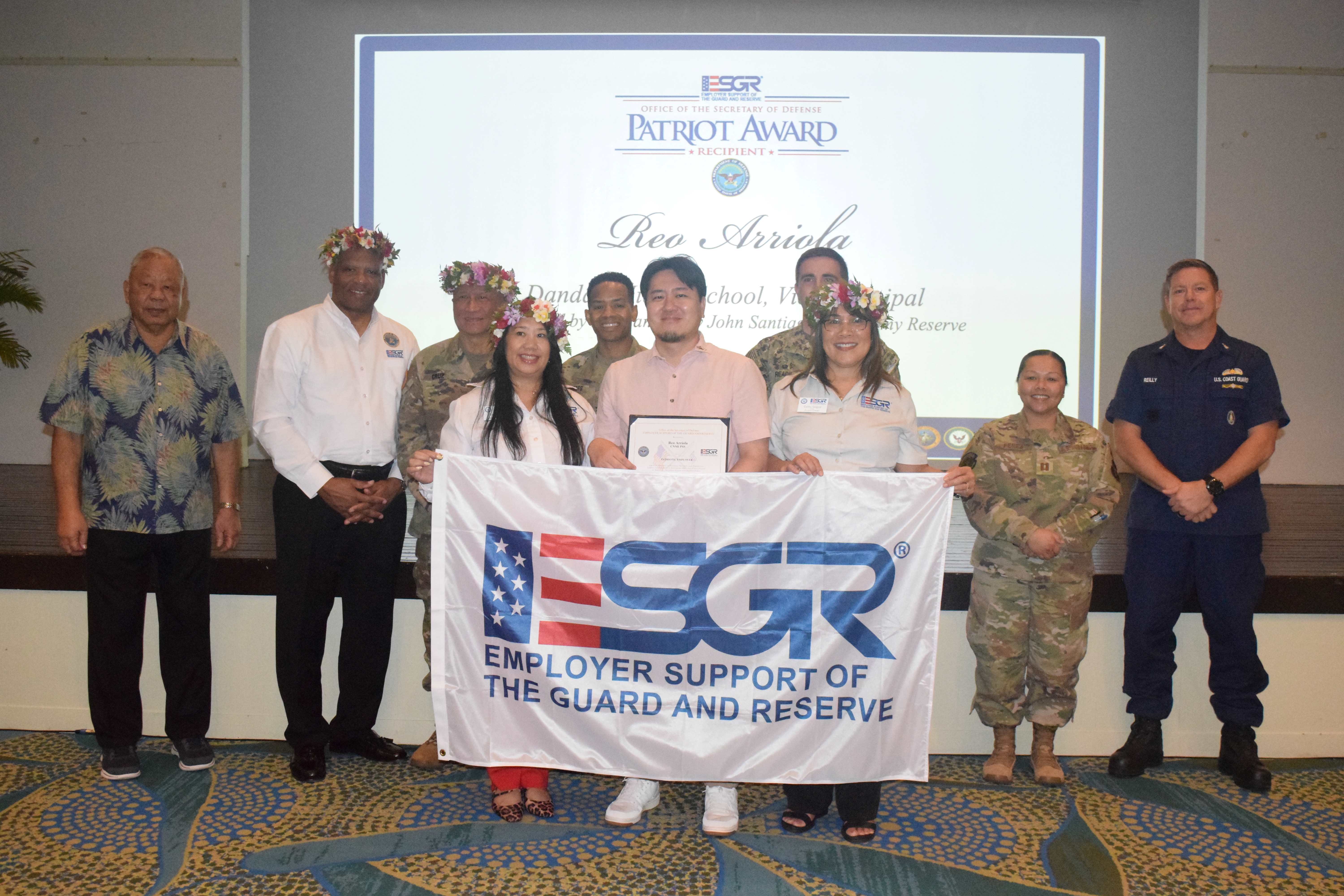 Dandan Middle School Vice Principal Reo Arriola is a Patriot Award recipient.