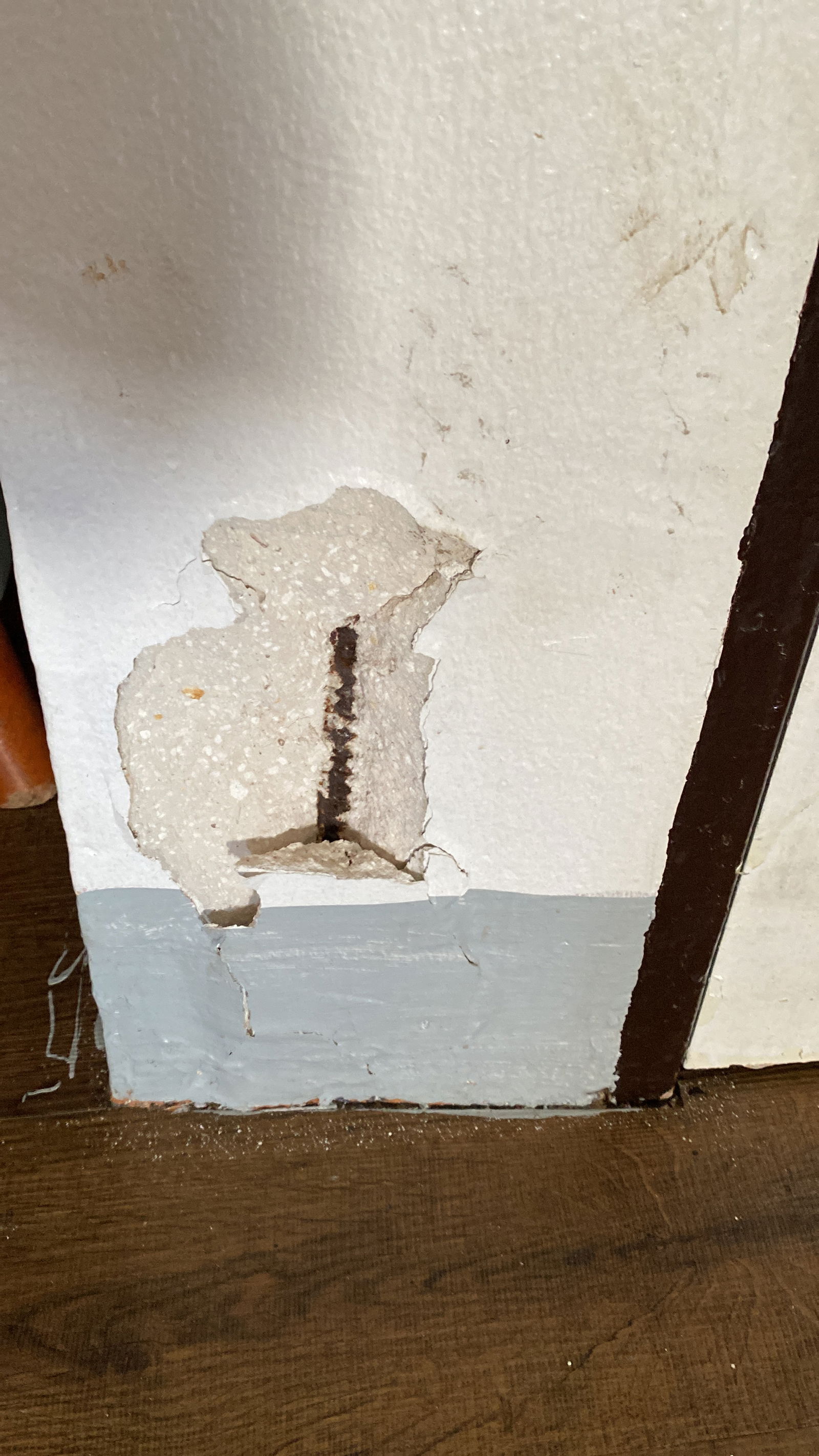 In the apartment unit of one of Daniel Durkin’s neighbors, exposed rebar is visible behind the concrete. 