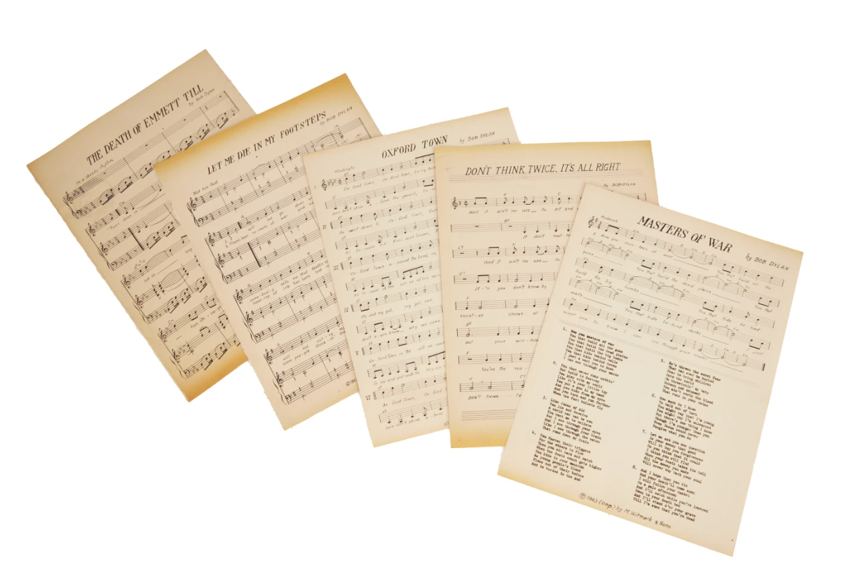 Bob Dylan’s lyrics for various famed songs.