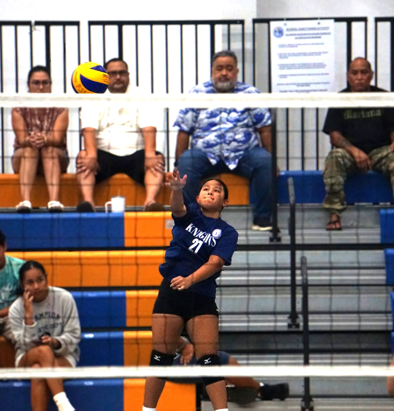MCS' Heaven Deleon Guerrero connects the spike attempt.