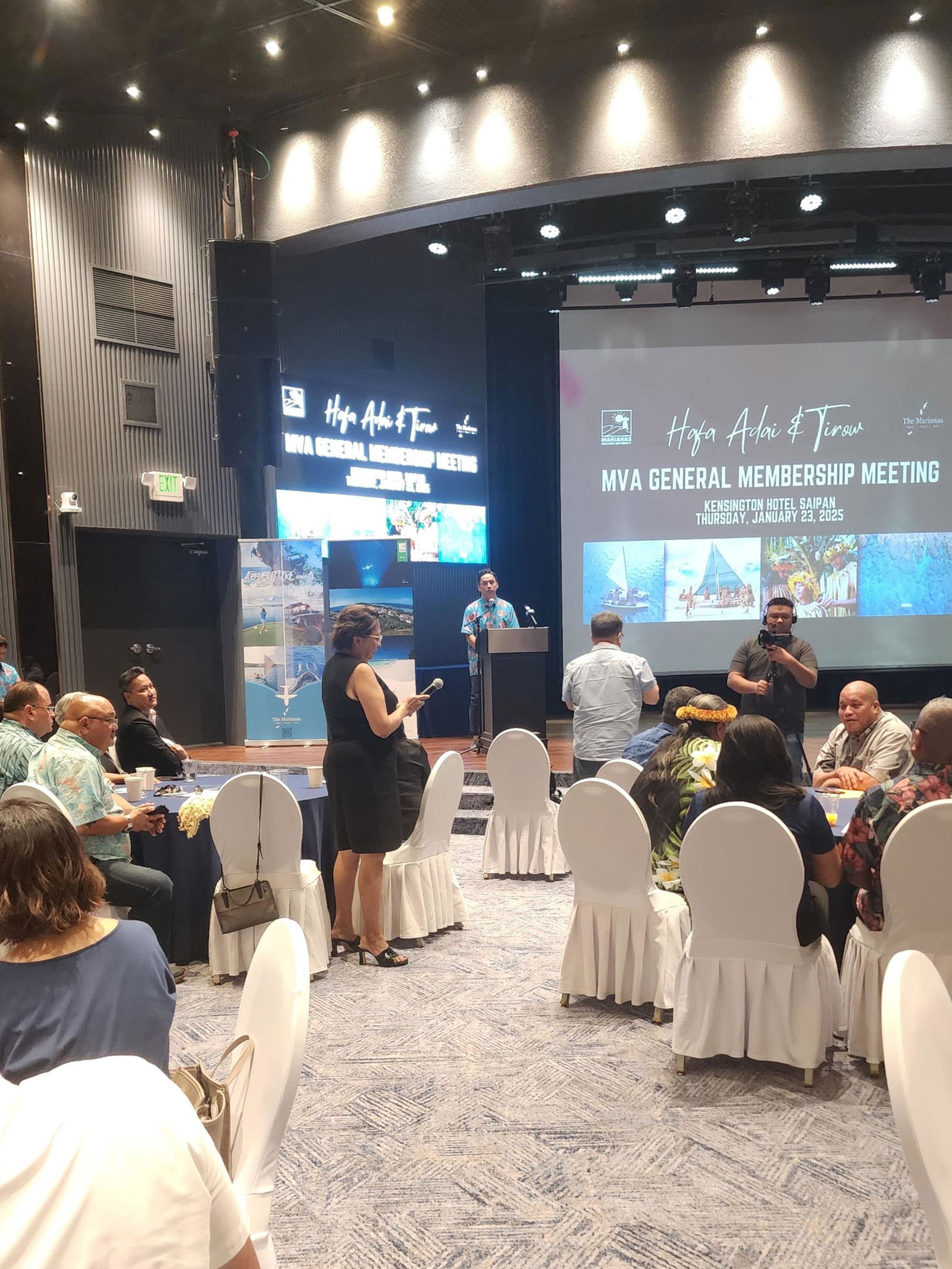 Yu Ishida of Marianas Visitors Authority’s Japan office provides market updates during MVA’s general membership meeting at Kensington on Thursday.